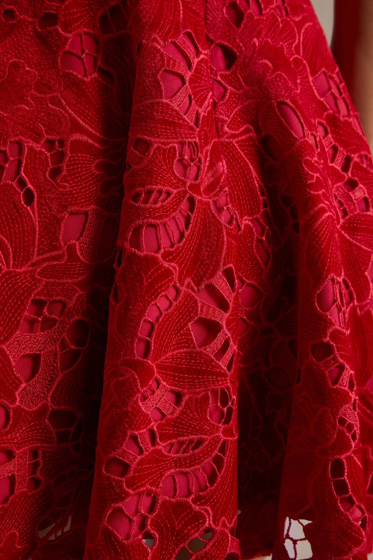 Roam Red Lace High-Neck Mini Dress