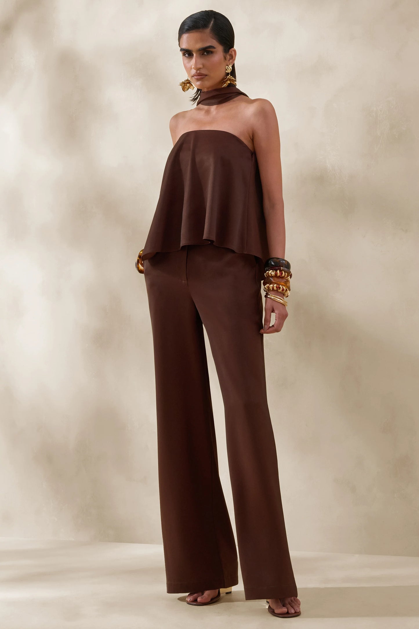 Seloria Brown Wide-Leg Trouser