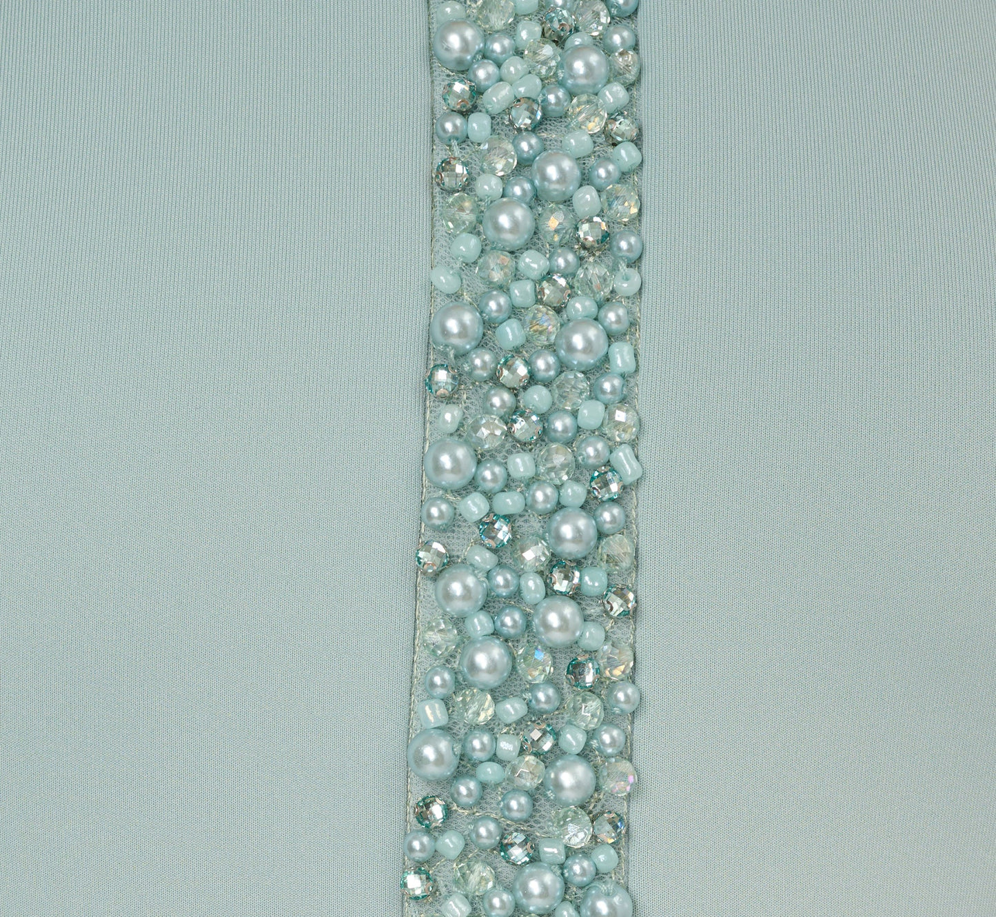 Sleeveless Pearly Halter Peplum Gown In Aqua Dust