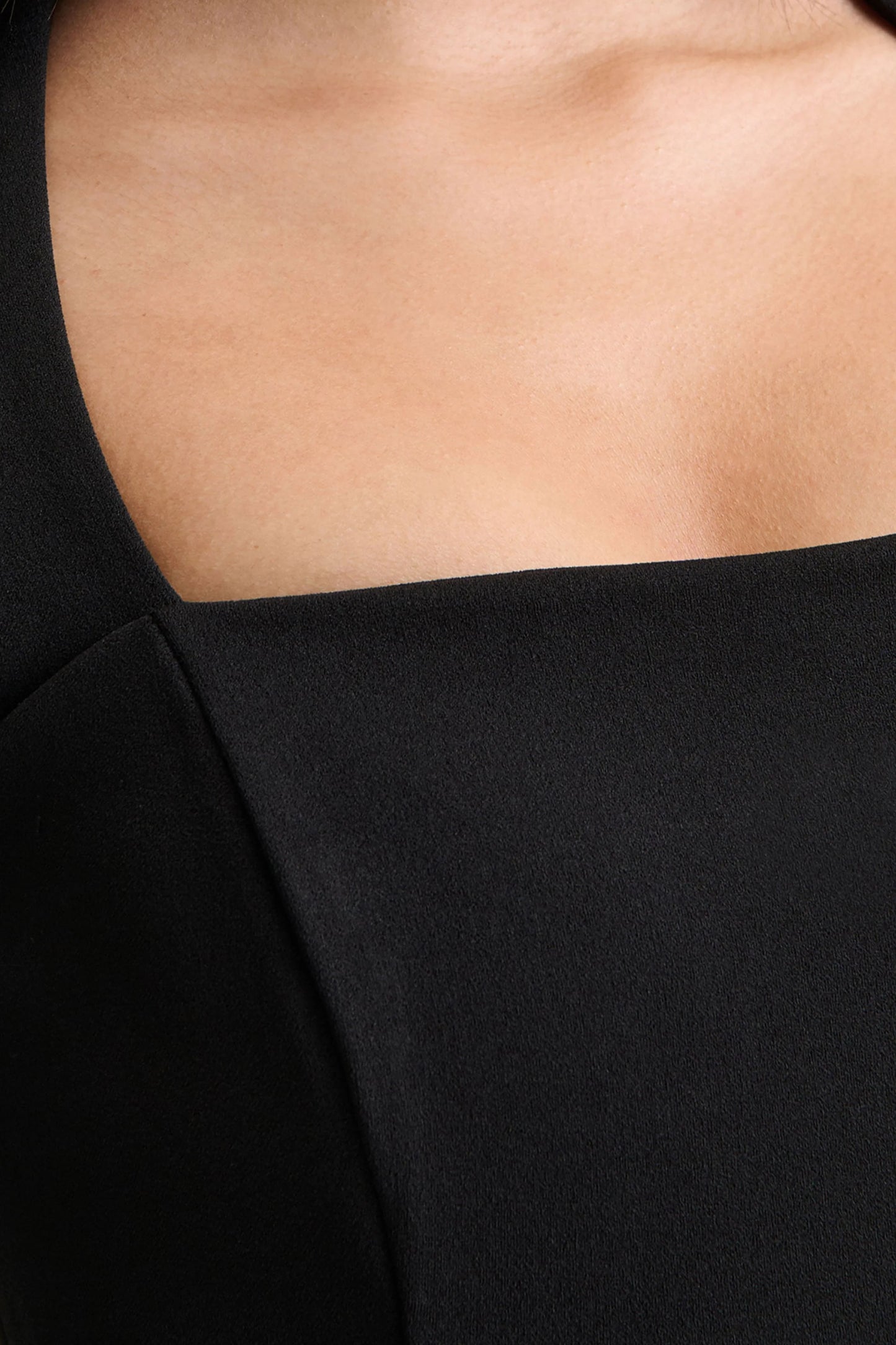 Melinda Black Square-Neck Midi Dress With Mesh Detailing