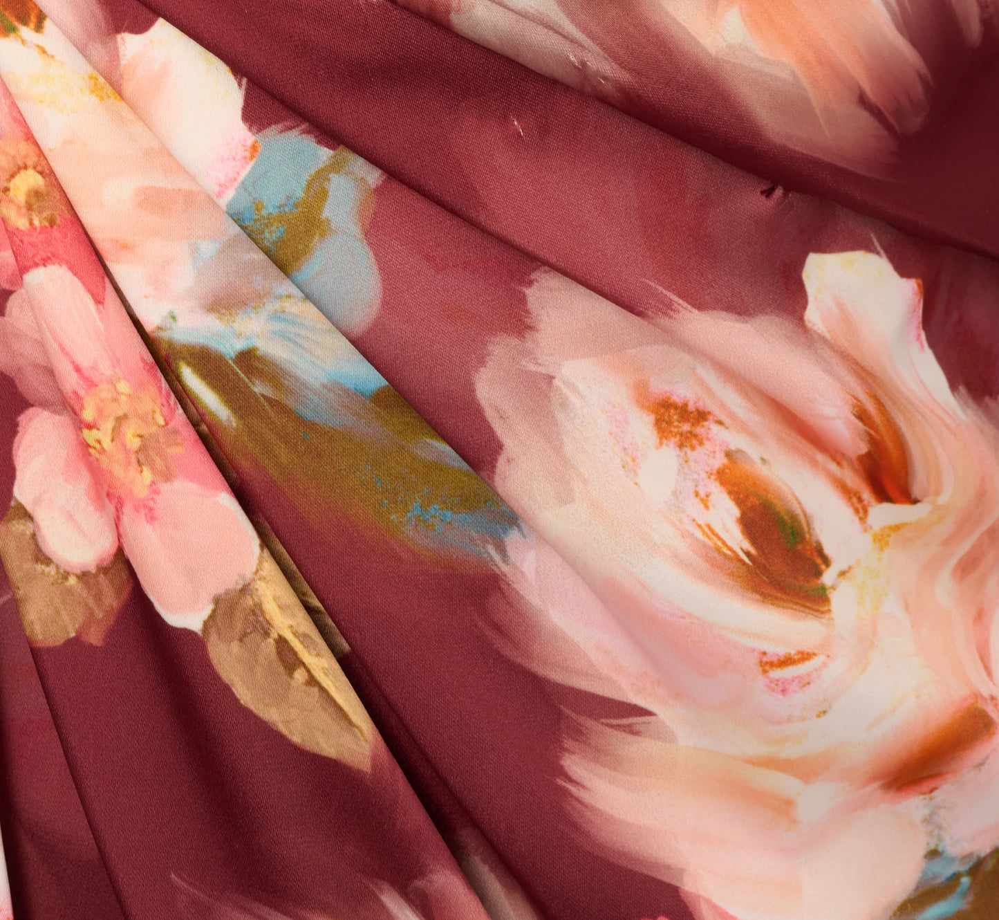 Floral Satin Twist Waist Halter Gown In Brown Multi
