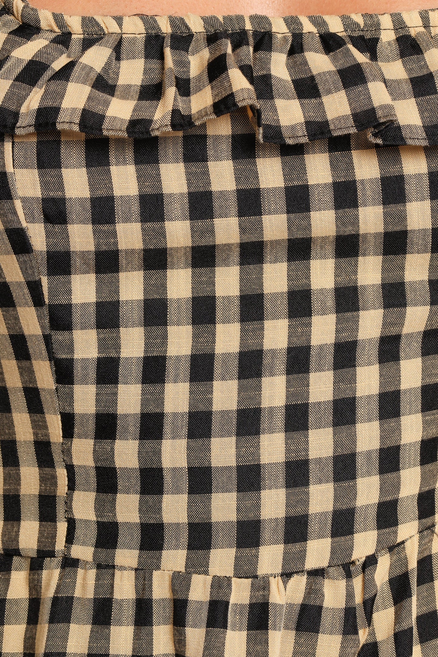 Xenia Mini Dress - Black/Beige Gingham