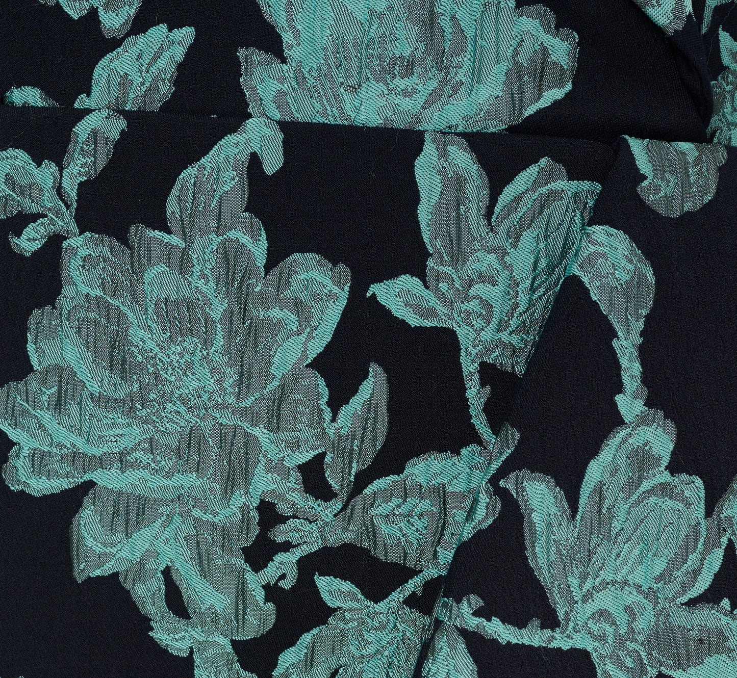 Floral Jacquard Shawl Collar Gown In Navy Multi