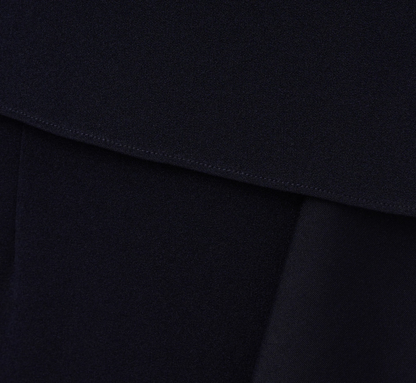 One Shoulder Ruffled Crepe Gown With Beaded Accent In Midnight