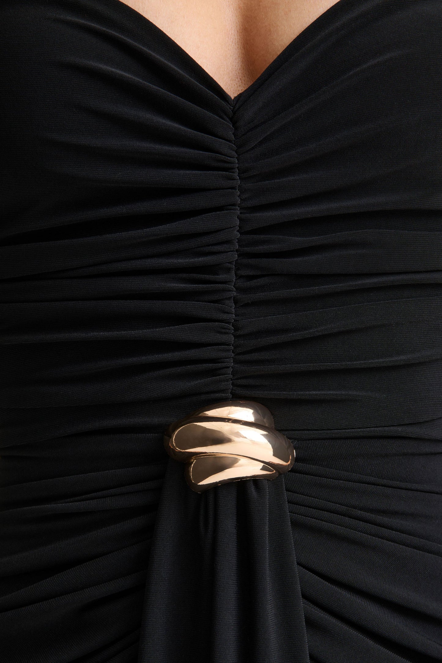 Beverly Black Bandeau Maxi Dress With Gathered-Detailing