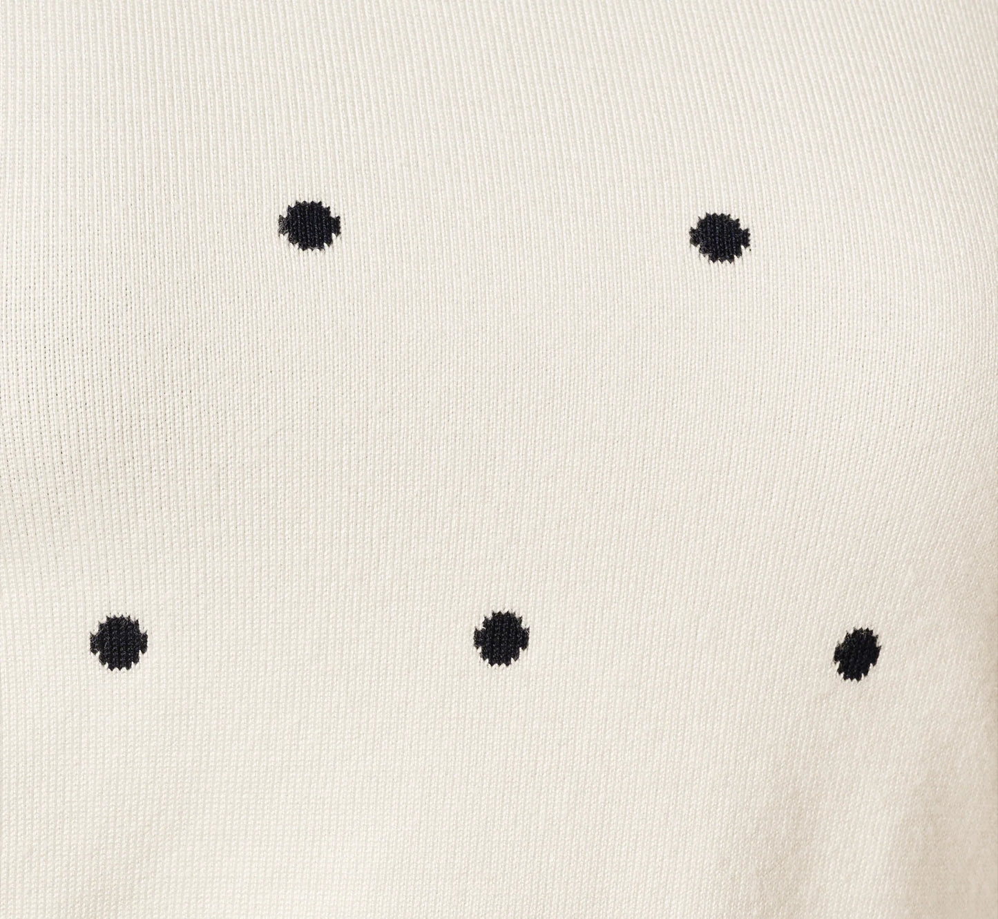 Short Sleeve Chain Patterned Knit Top In Ivory Navy Medium Simple Dot
