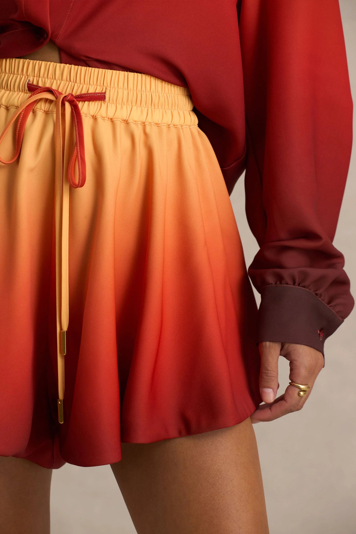 Gold Coast Ombre Satin Shorts with Draw-String Detail