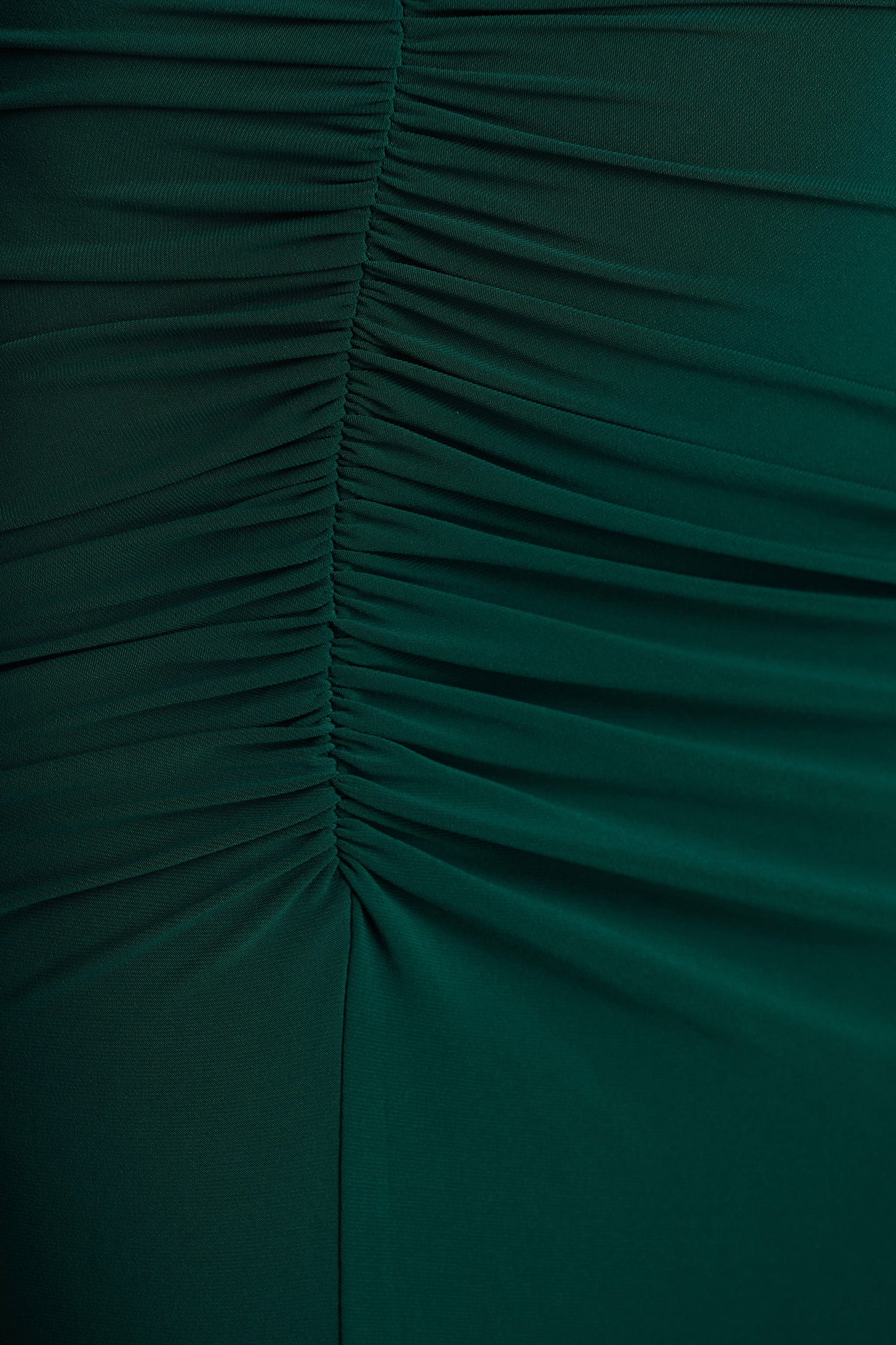 Cassandra Bottle Green High-Neck Long-Sleeve Midi Dress