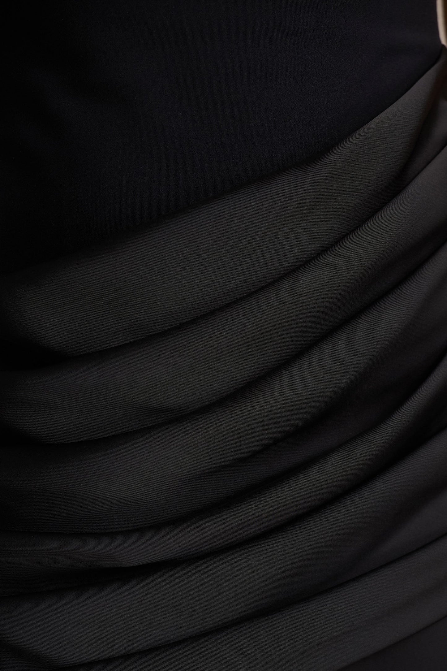 Akari Black Crew-Neck Maxi Dress With Satin Skirt