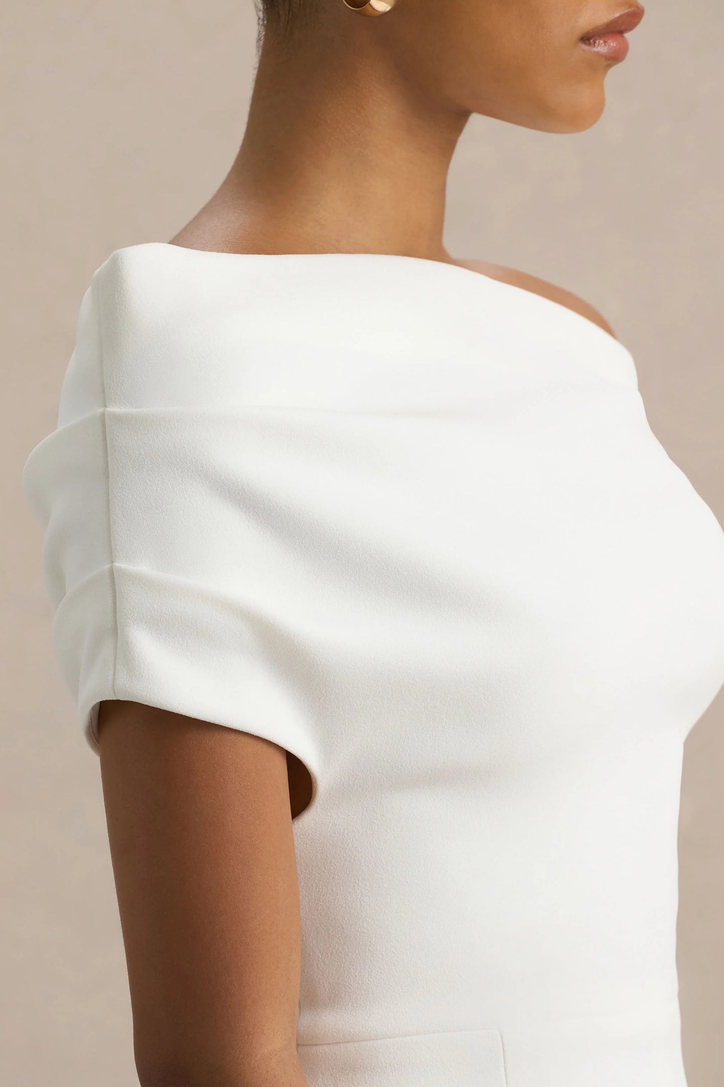 Alexandra White Asymmetric Draped Jumpsuit