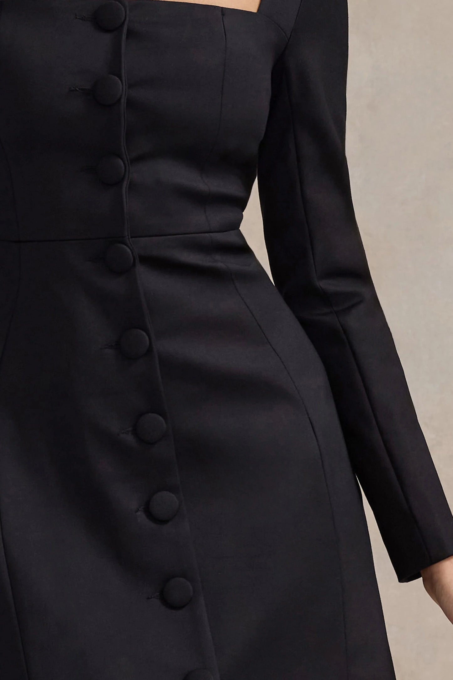 Andie Black Tailored Square-Neck Mini Dress