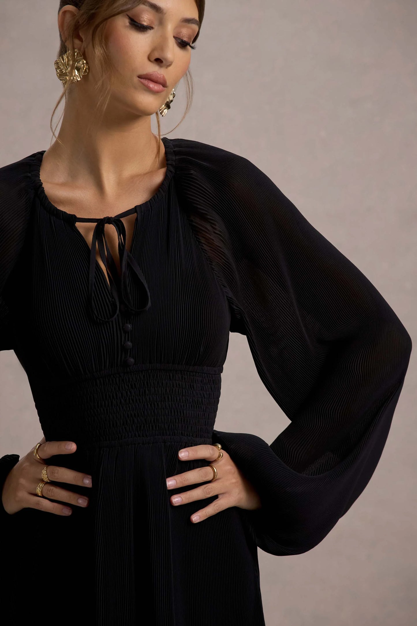 Namir Black High-Low Chiffon Maxi Dress