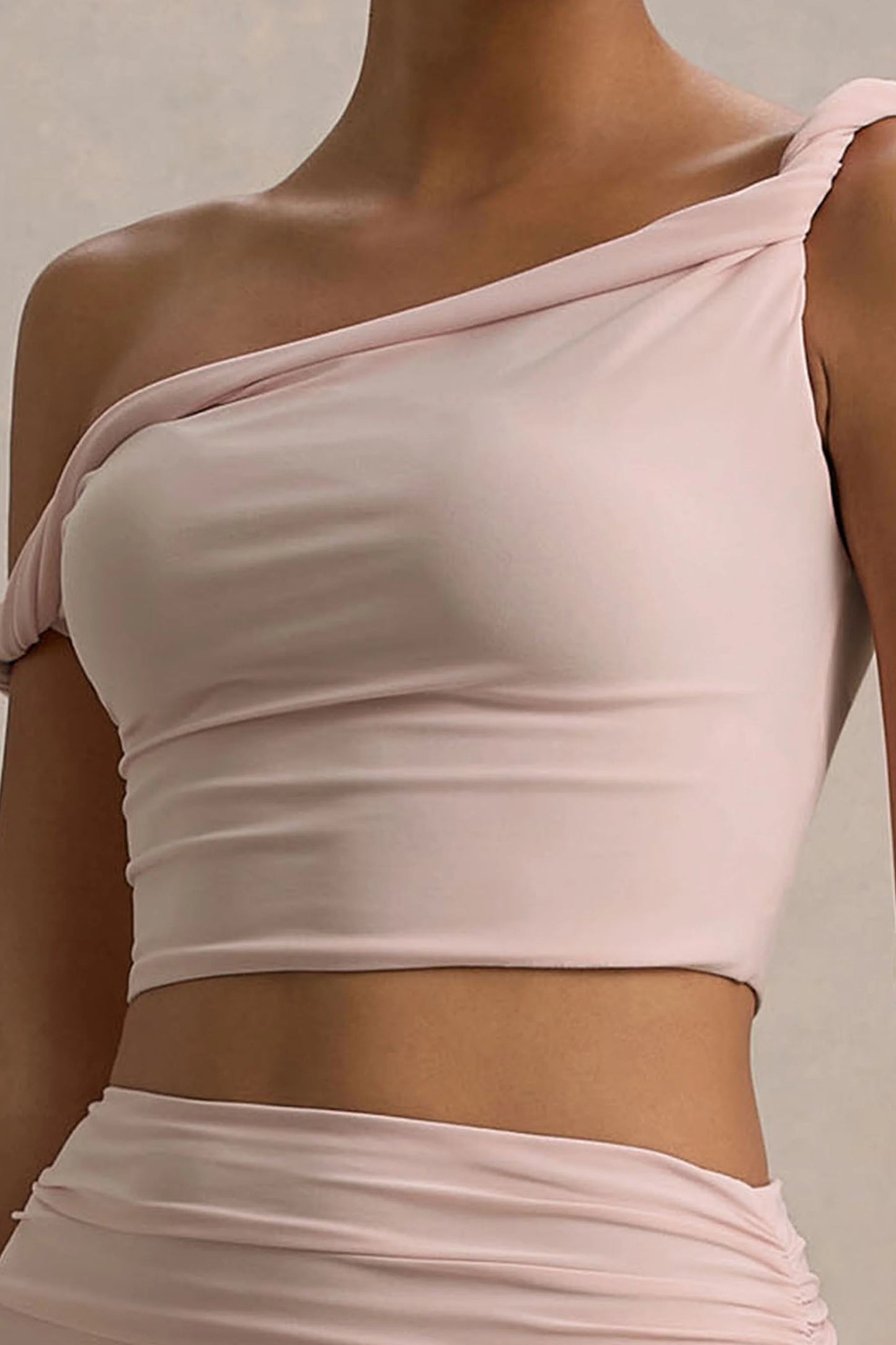 Ariel Light Pink Twisted Asymmetric Crop Top