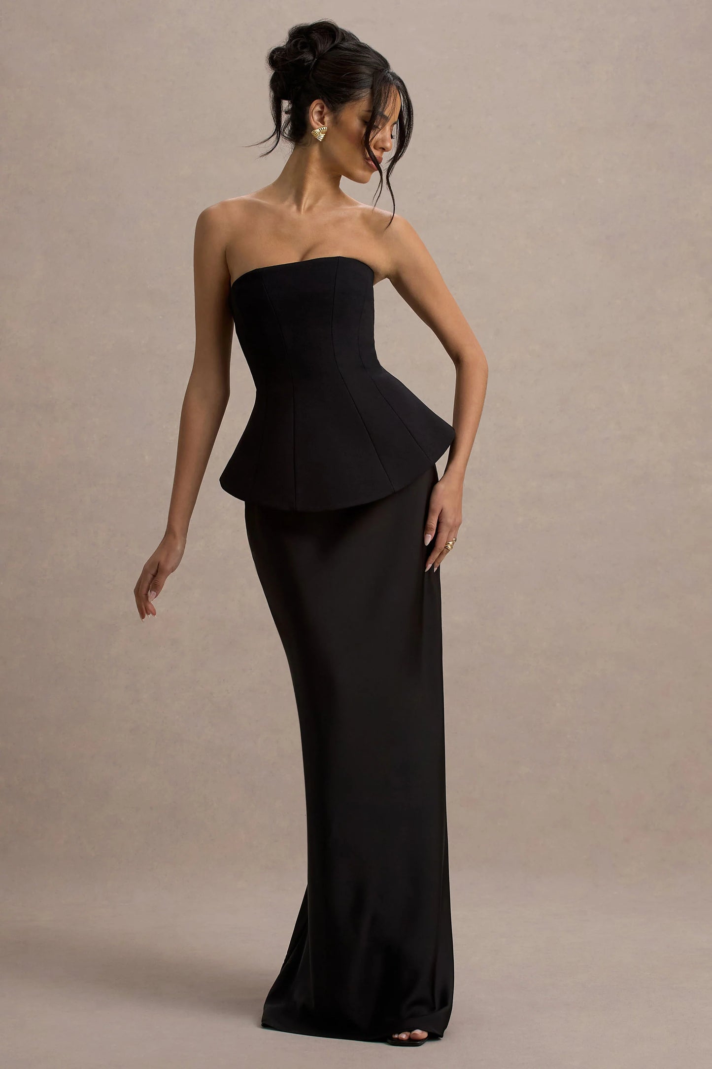 Ohio Black Strapless Corset Maxi Dress