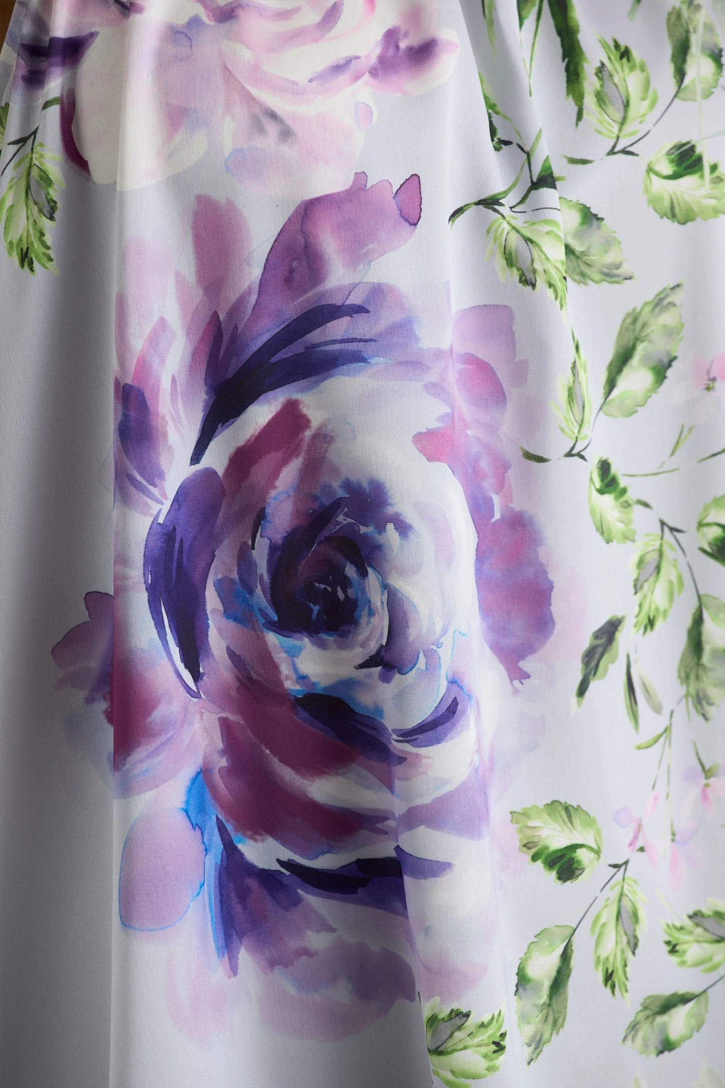 Evita Powder Blue Rose Print High-Neck A-Line Mini Dress With Bow