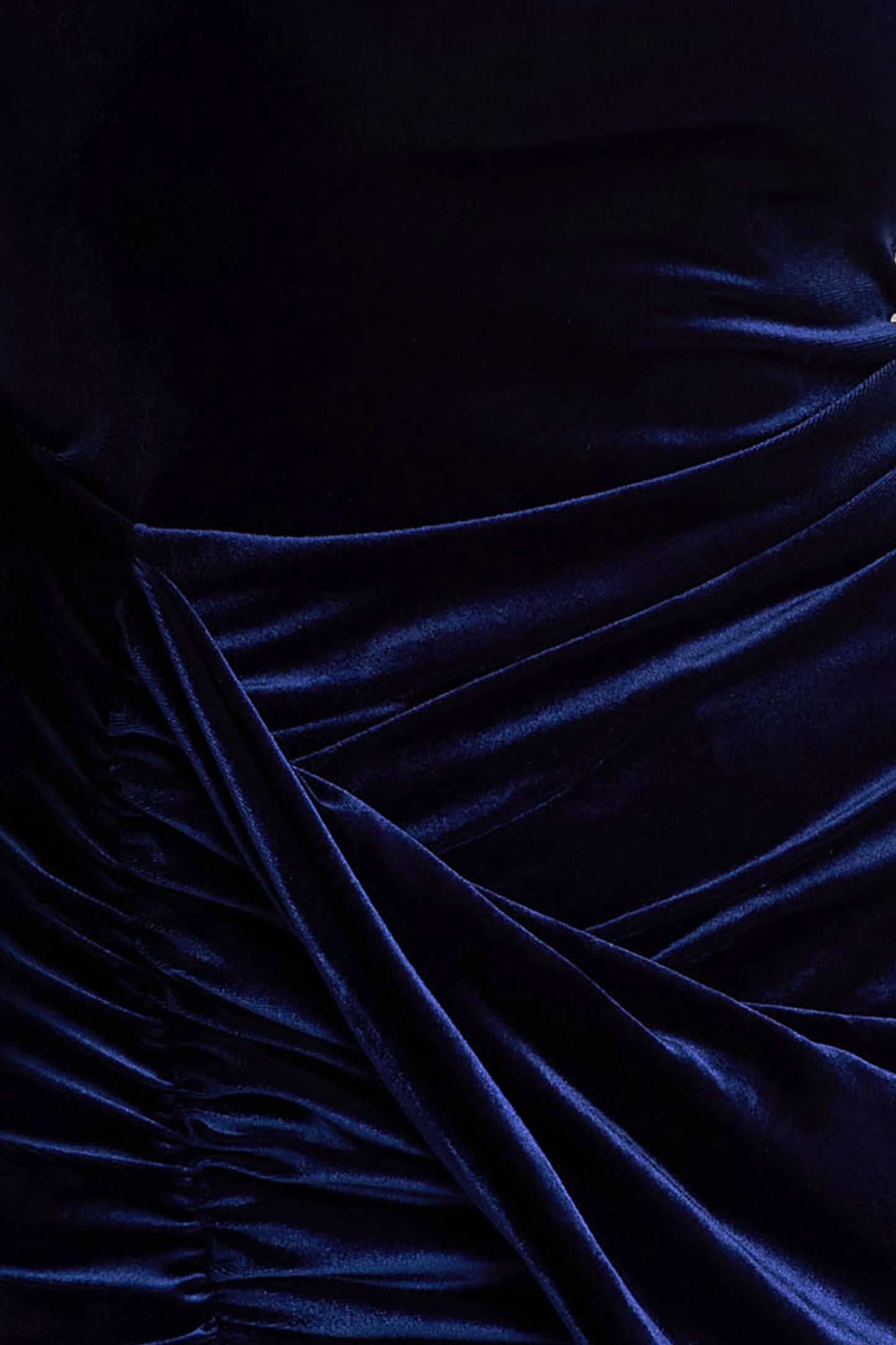 Wishes Navy Velvet High-Neck Maxi Dress With Wrap Skirt