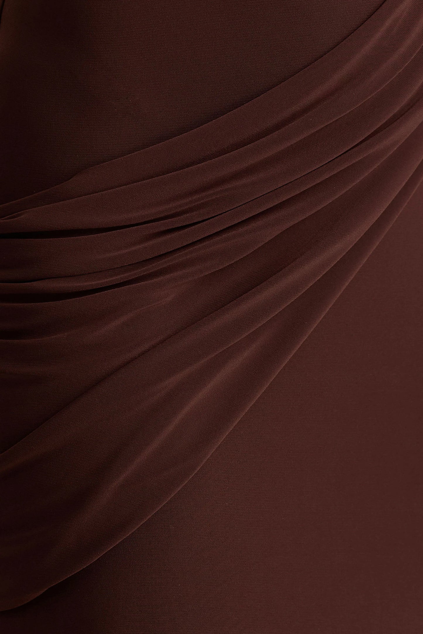 Tropic Brown High-Neck Maxi With Long Cape Sleeve