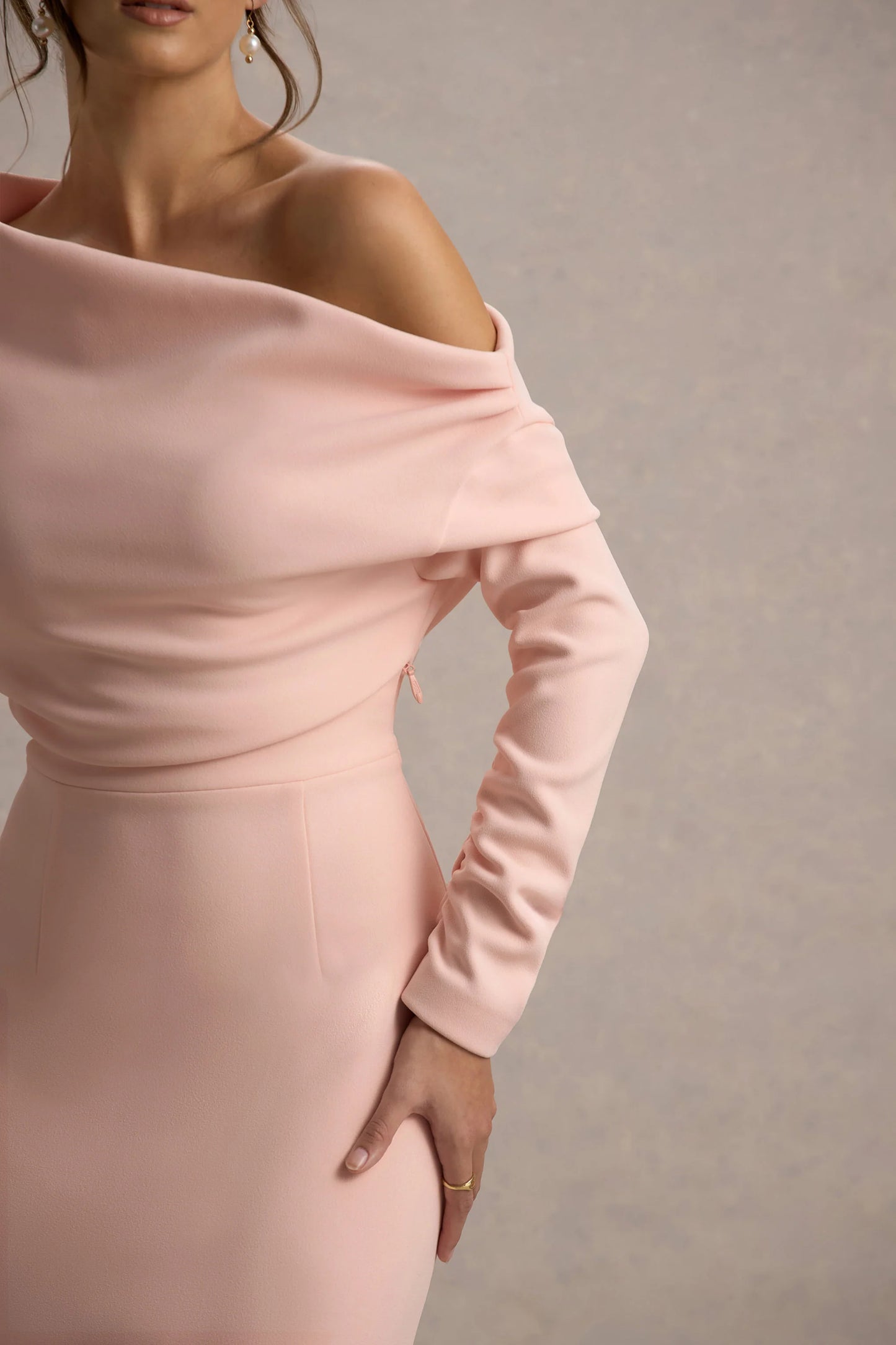 Lou Pink One-Shoulder Asymmetric Maxi Dress