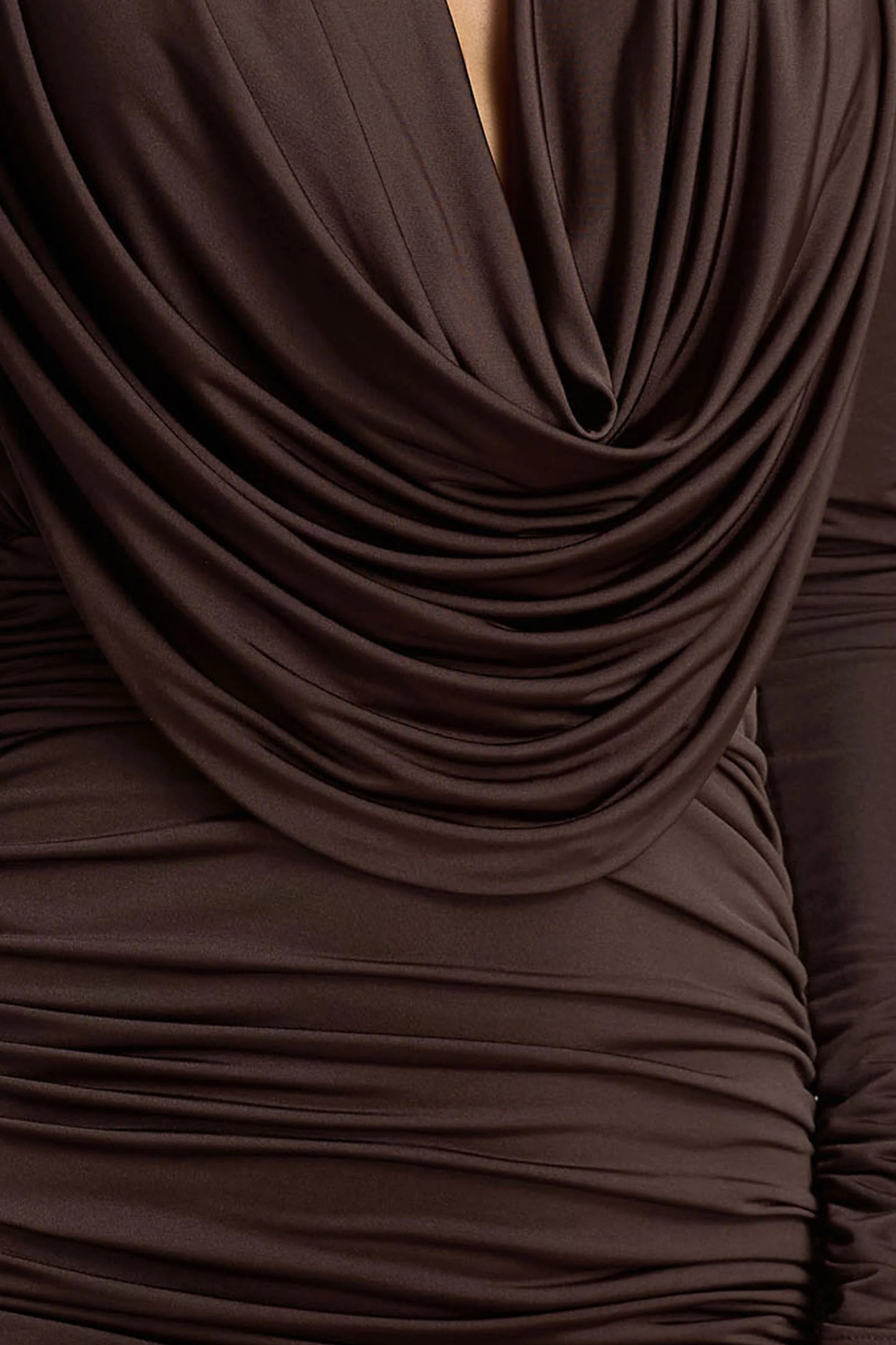 Ciela Brown Extreme Plunge-Neck Mini Dress