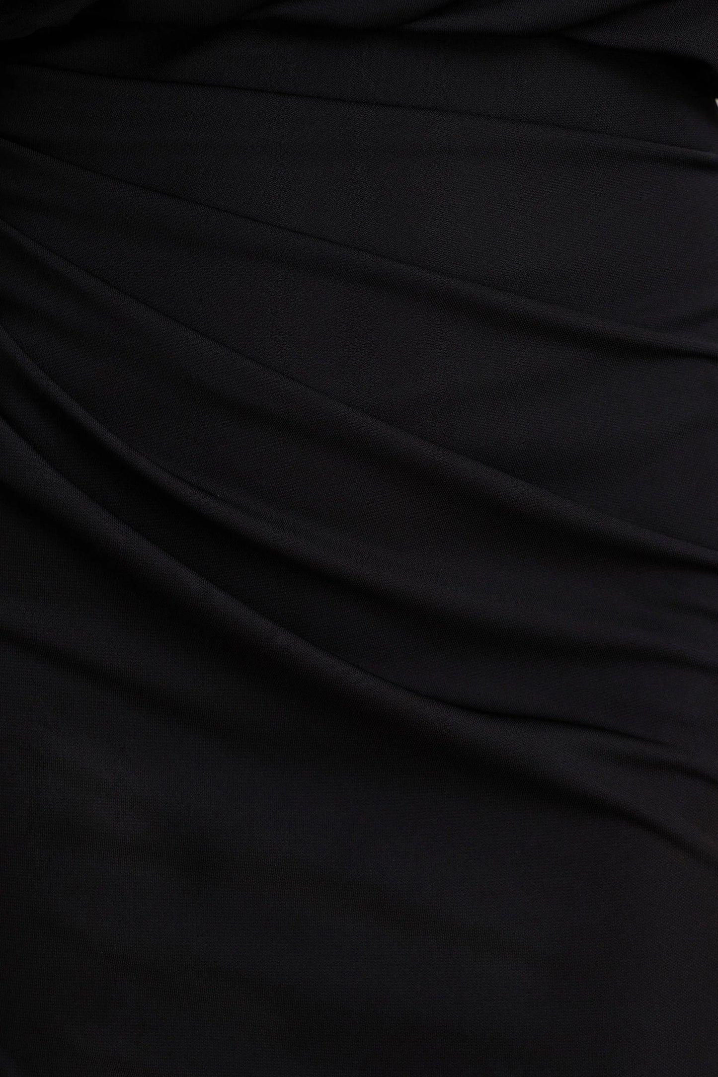 Olivia Black Asymmetric-Neck Maxi Dress With Ruched Detailing And Asymmetric-Hem