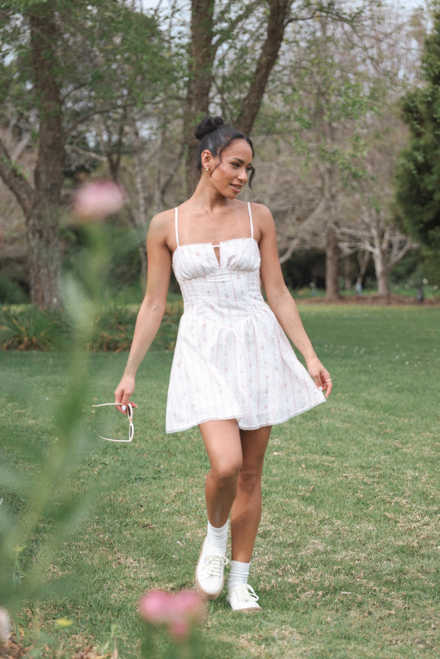 Athena Mini Dress - White Floral