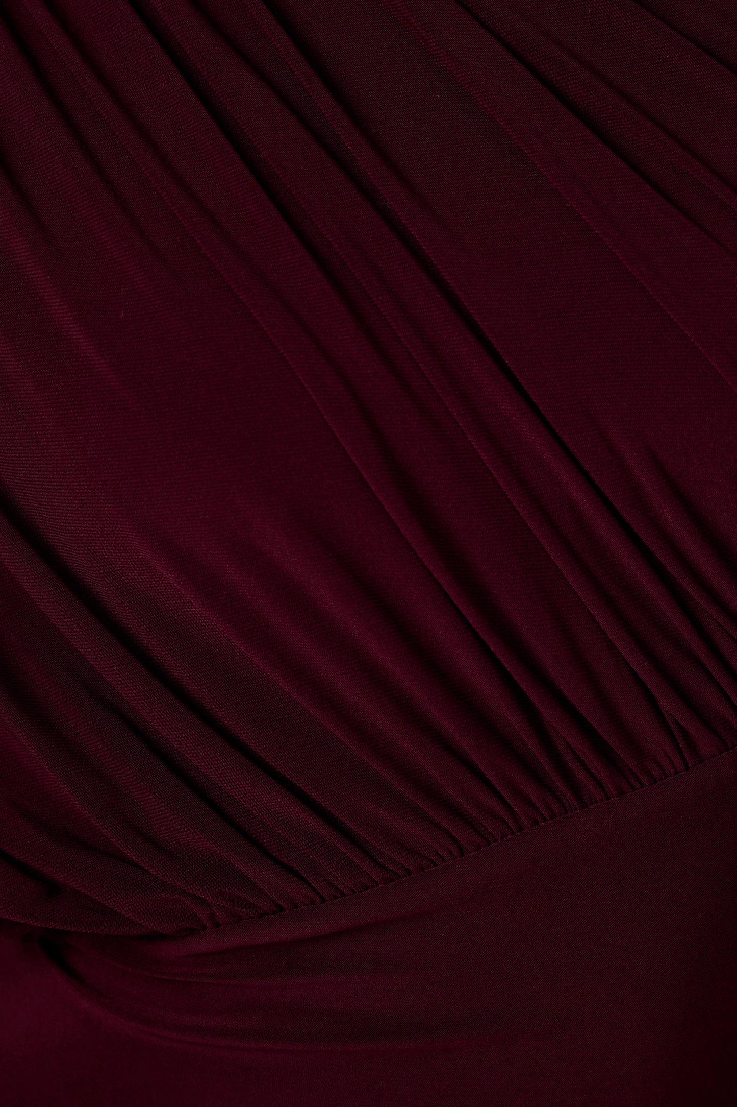 Kelsey Burgundy Asymmetric-Neck Maxi Dress With Ruched Detailing