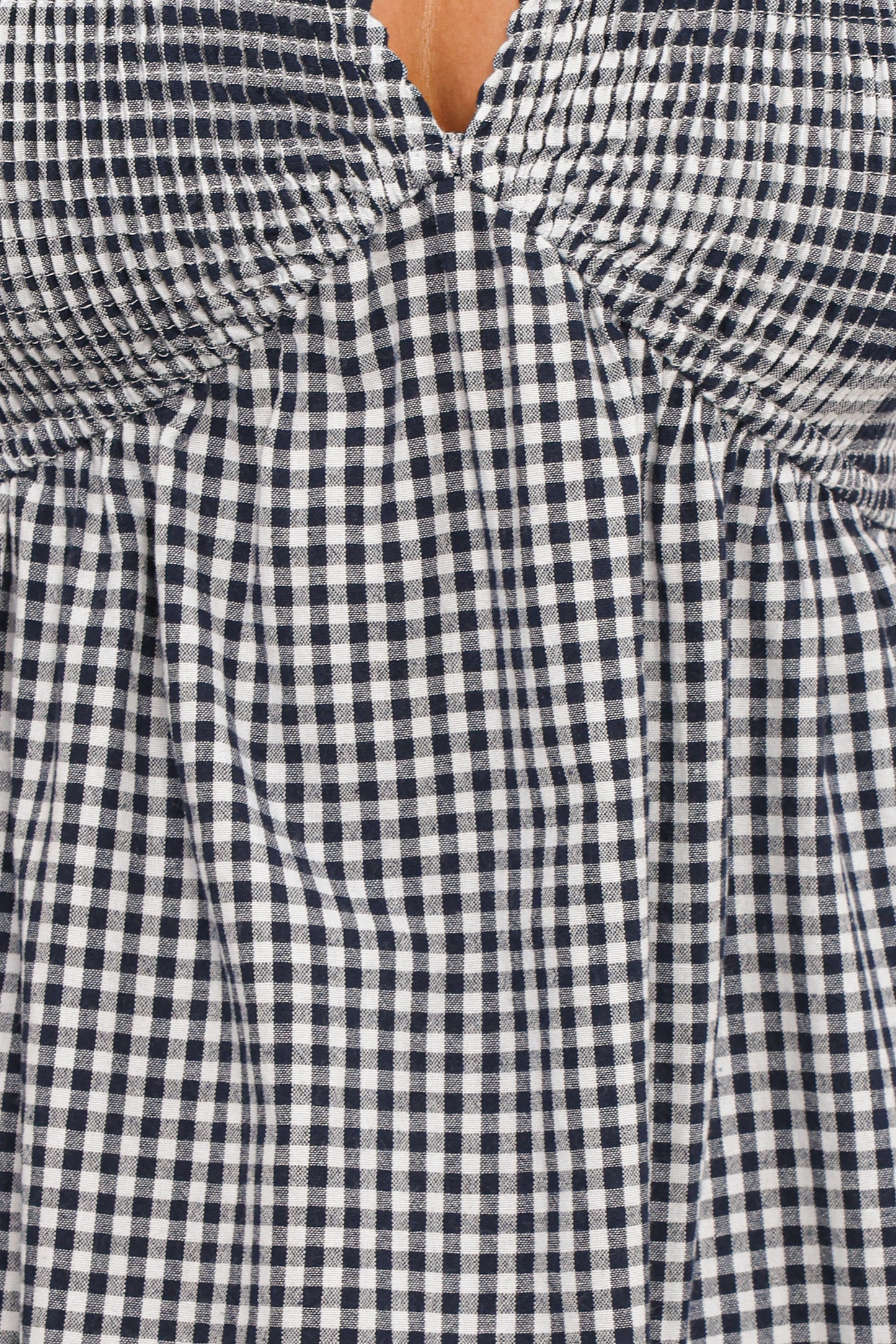 Ilyana Short Sleeve Maxi Dress - Navy Gingham