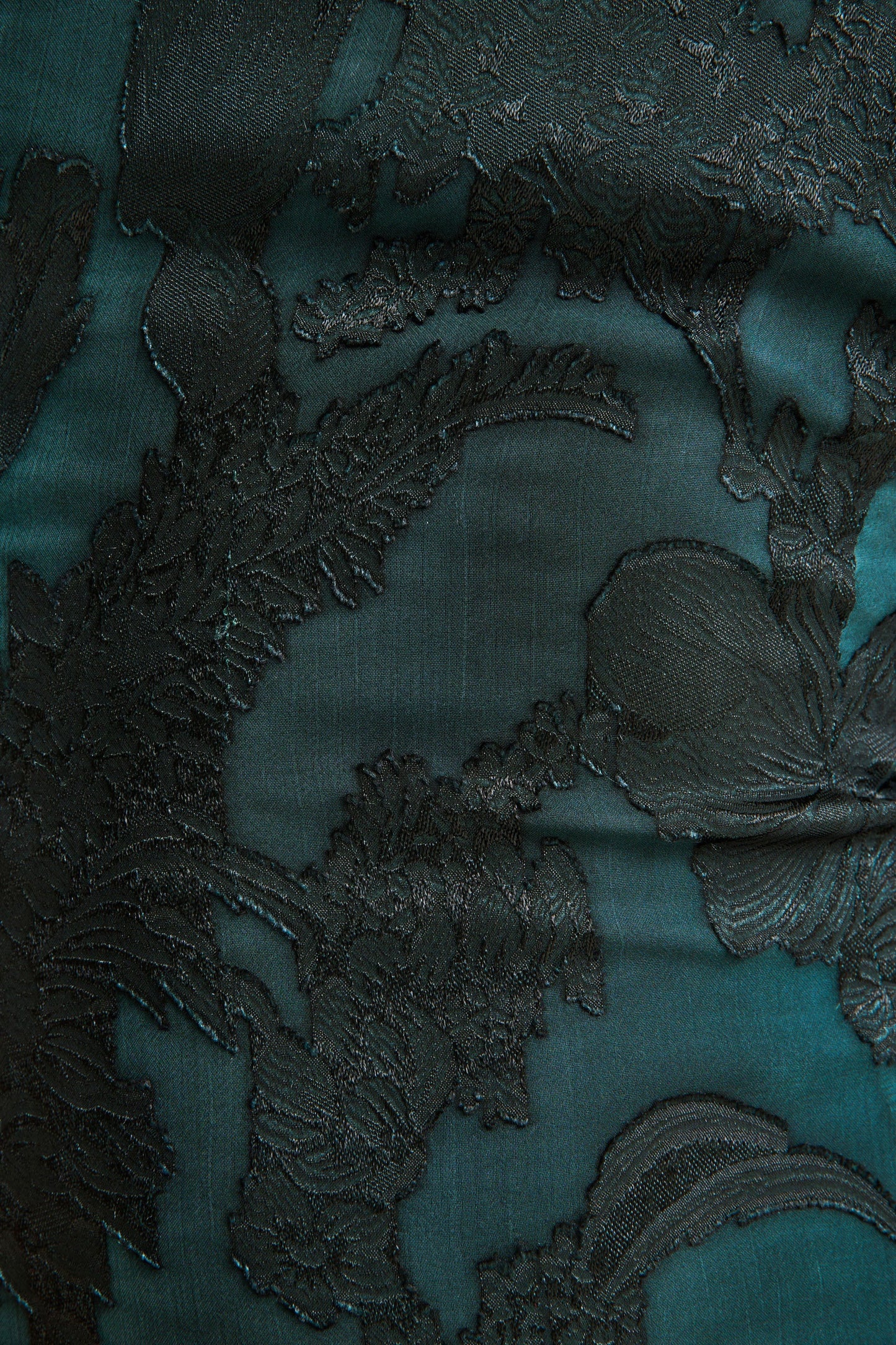 Hada Dark Green Satin Devore Square-Neck Maxi Dress With Removable Twisted-Cape