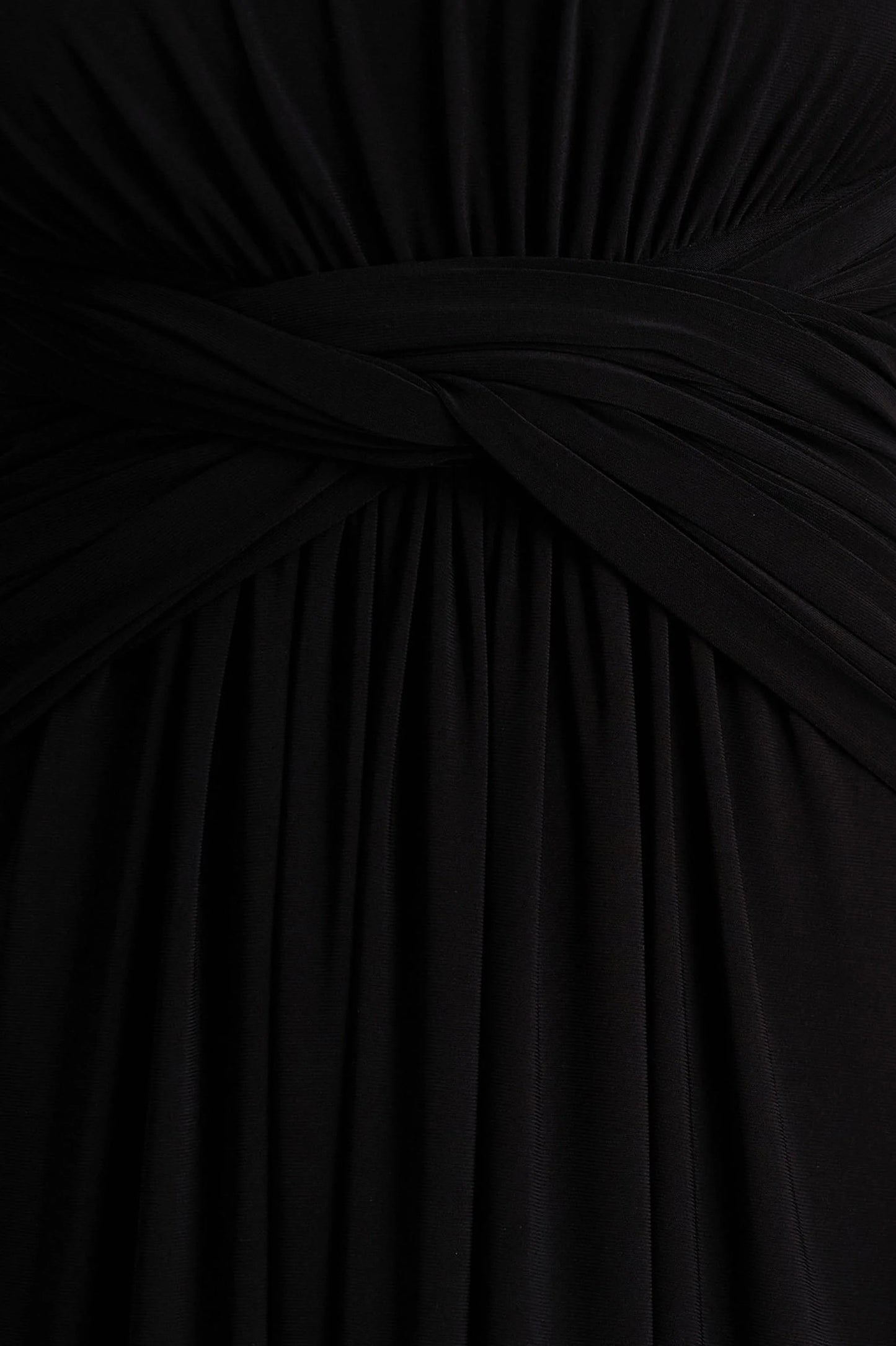 Estrella Black High-Neck Maxi Dress With Ruched Detailing