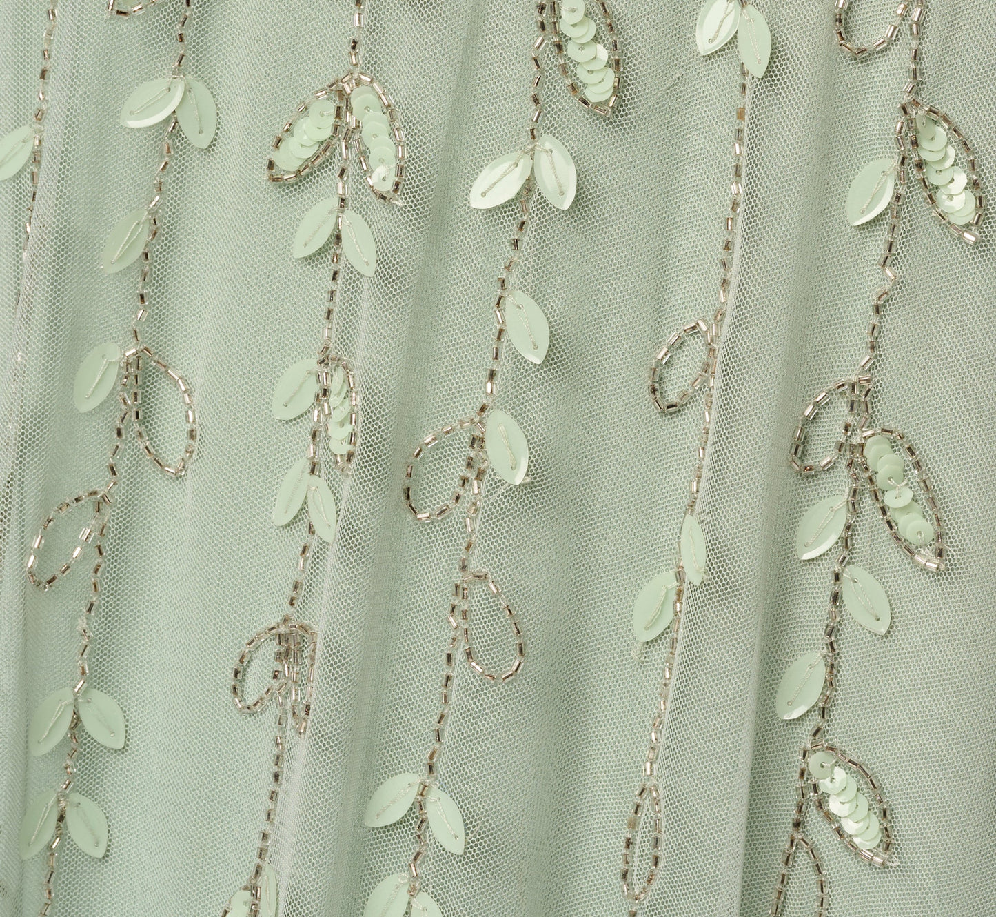 Short Sleeve 3D Beaded Vine Gown In Icy Sage