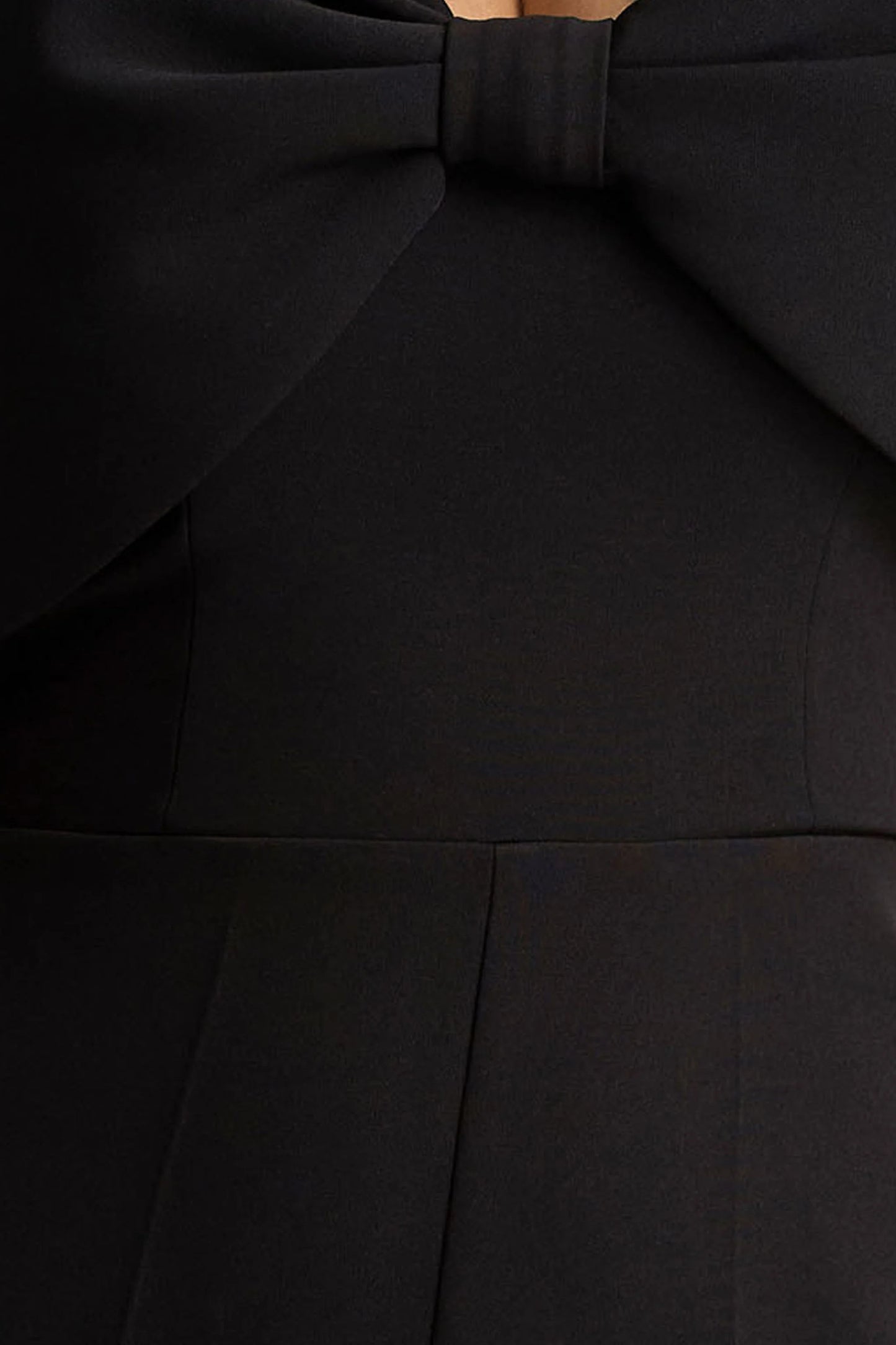 Vivid Black Plunge-Neck Jumpsuit With Bow-Detail