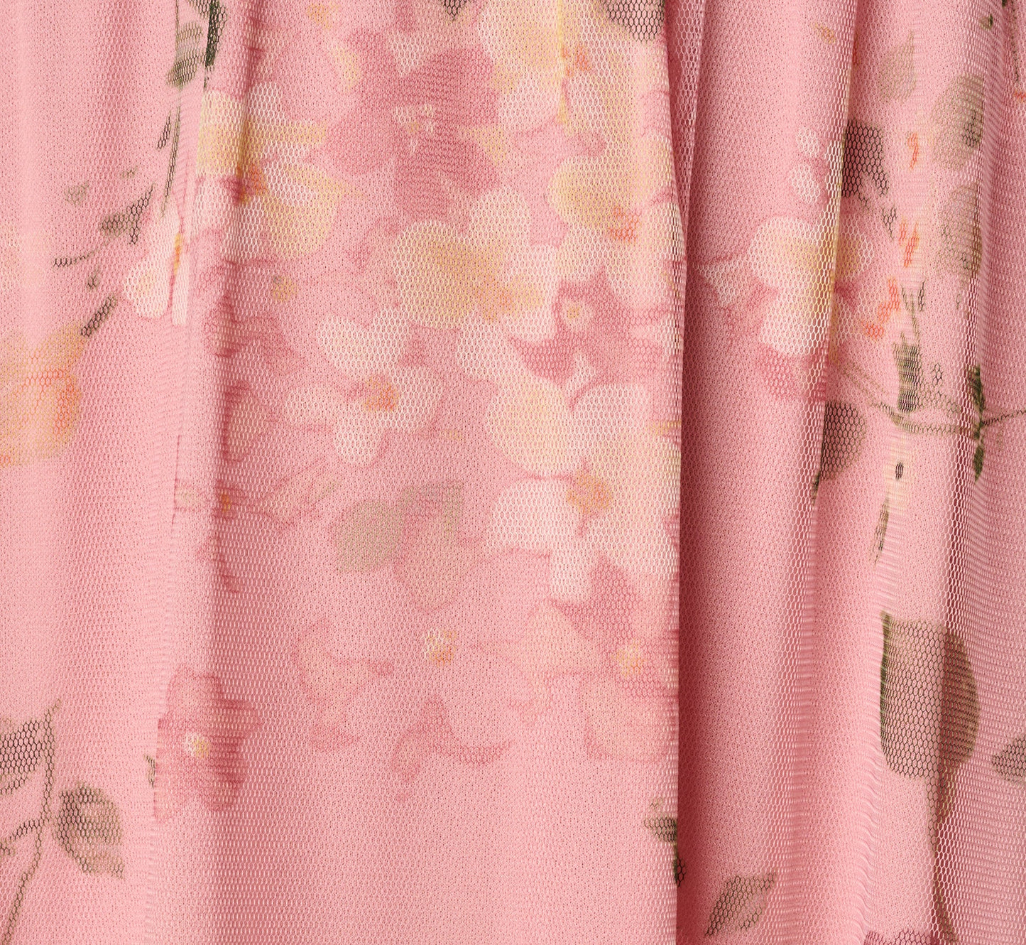 Floral Print Mesh Smocked Maxi Dress In Blush Multi