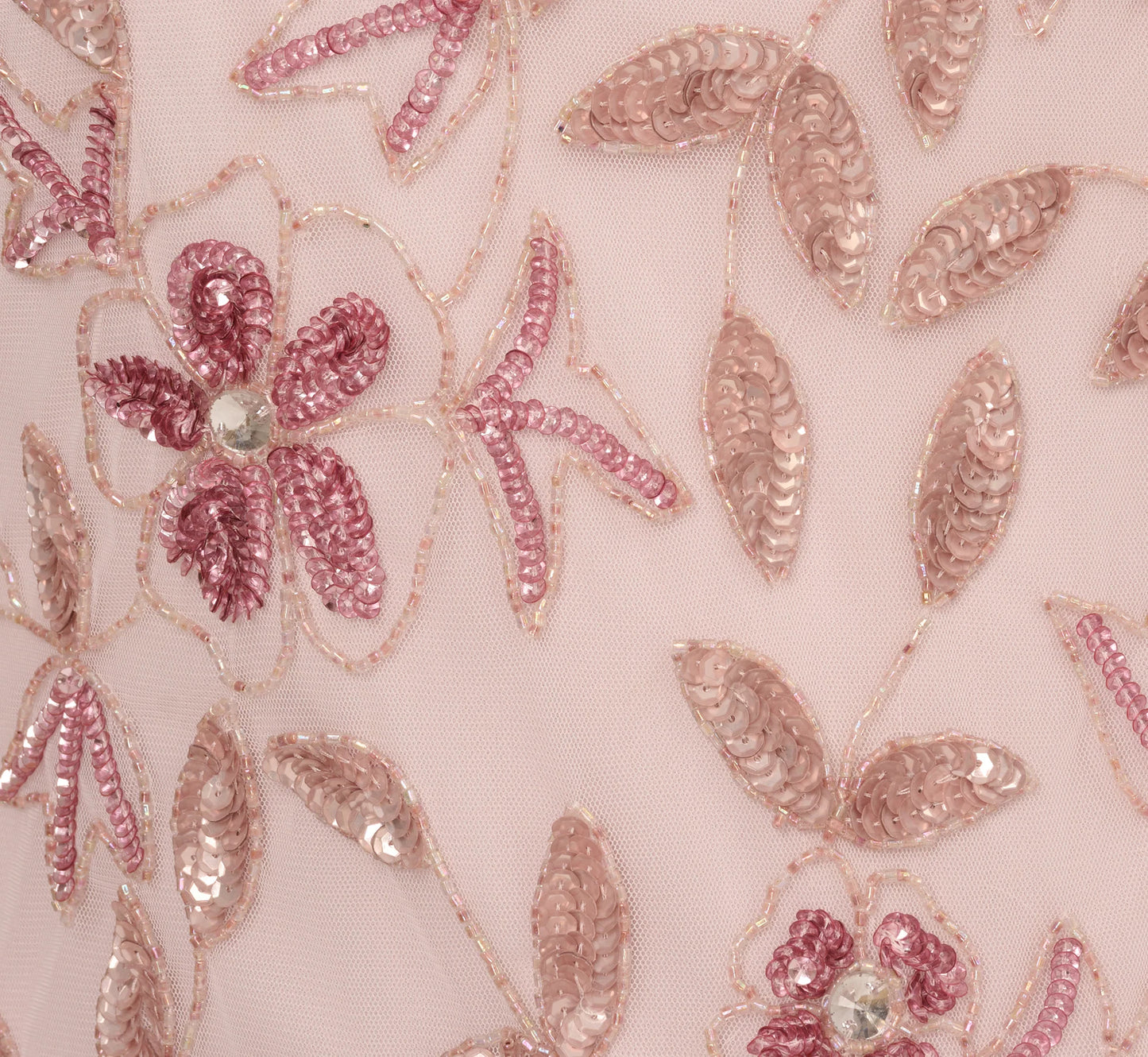Plus Size Hand Beaded Short Sleeve Floral Godet Gown In Blush Pink
