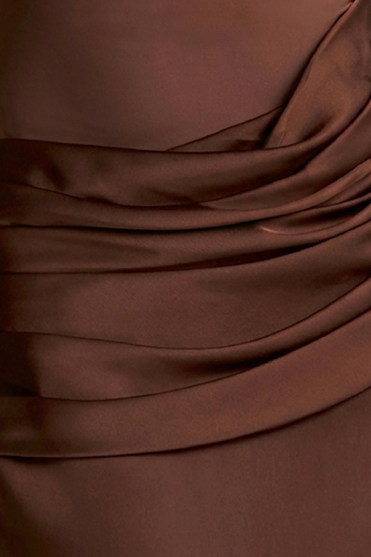Akari Brown Crew-Neck Maxi Dress With Satin Skirt