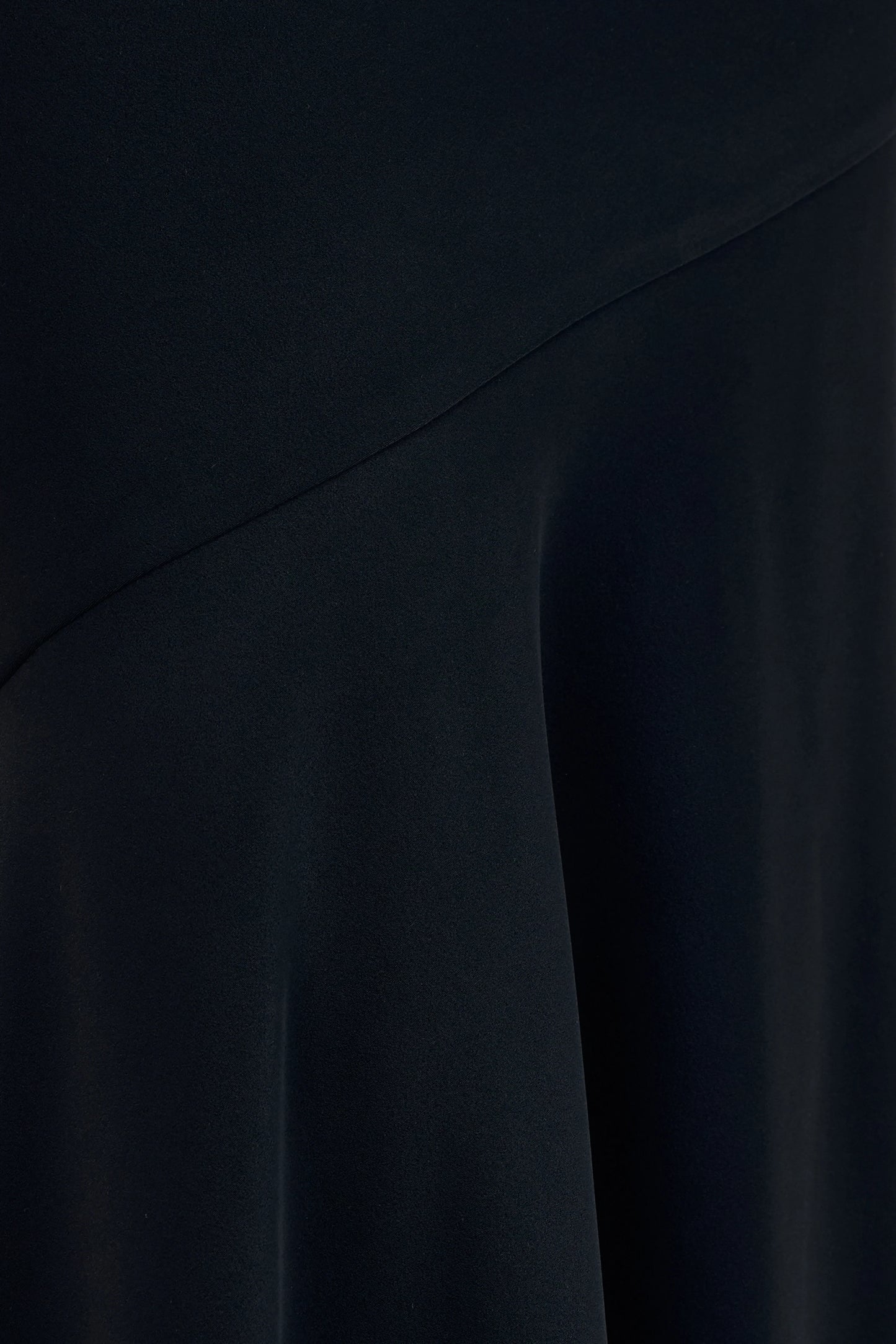 Vayla Black Matte Satin Asymmetric Drop-Waist Maxi Skirt