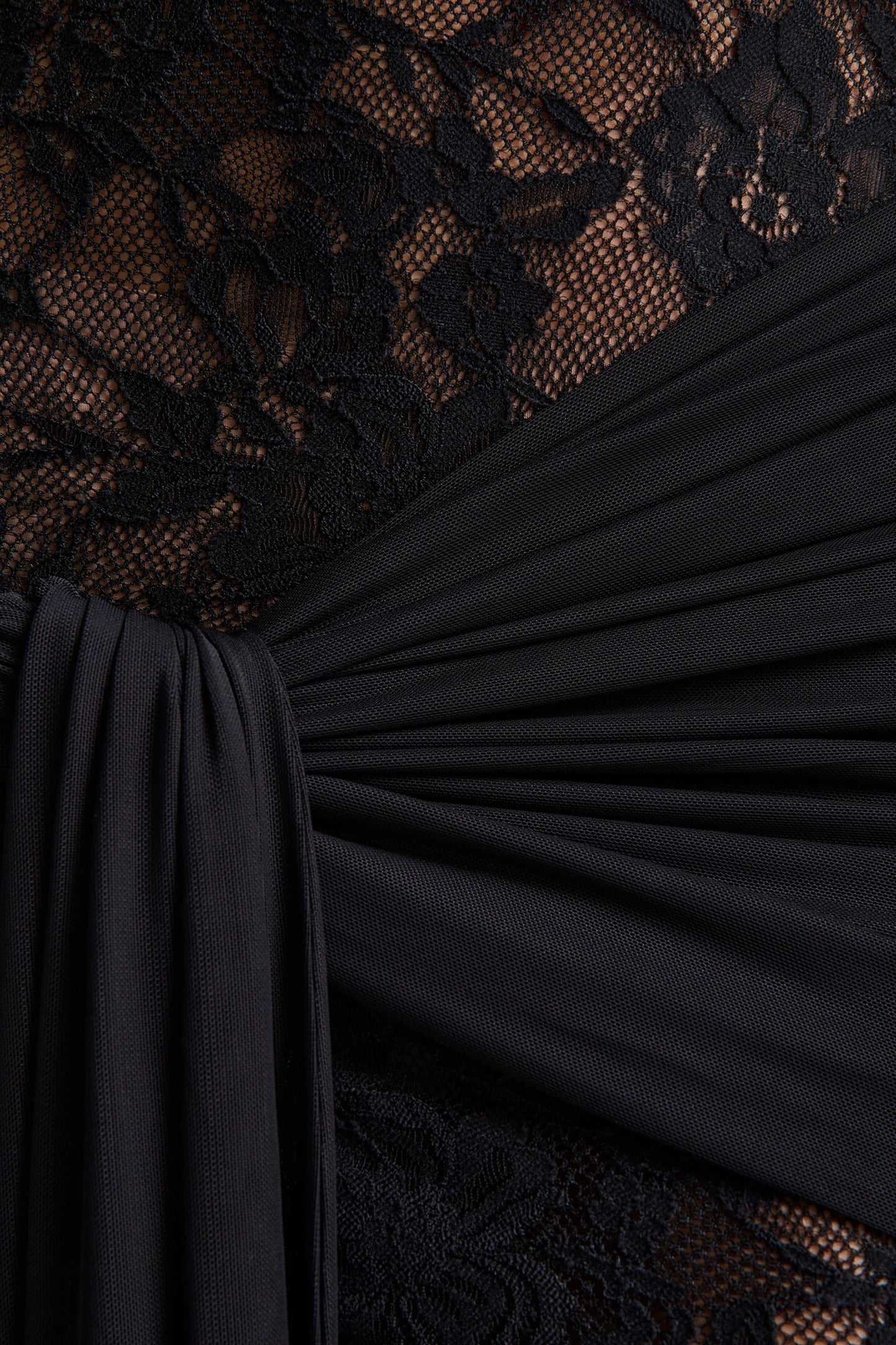 Akira Black Lace Maxi Dress With Sash-Detail