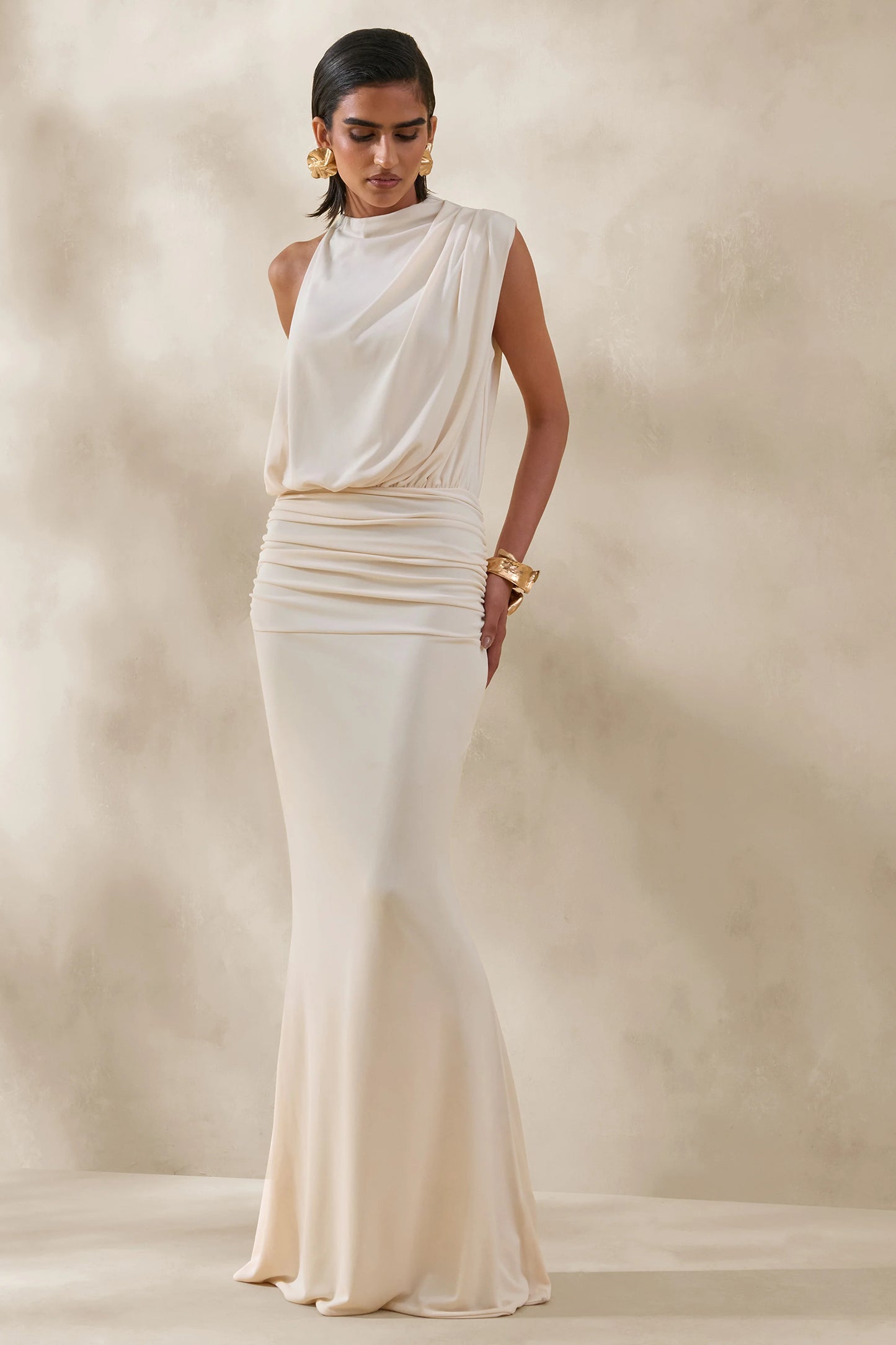 Umaira Cream High-Neck Maxi Dress