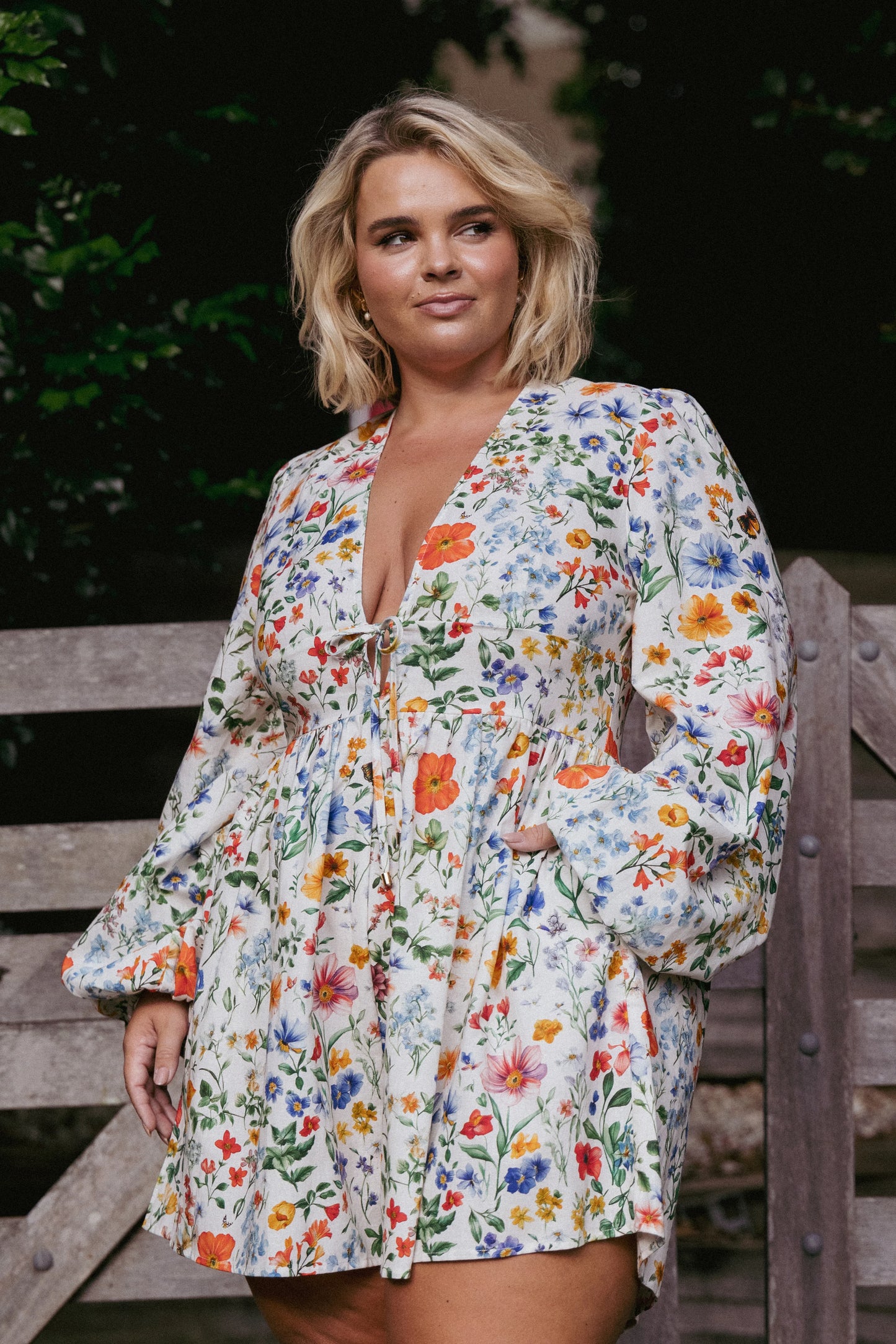 Irisa Long Sleeve Romper - Garden Floral
