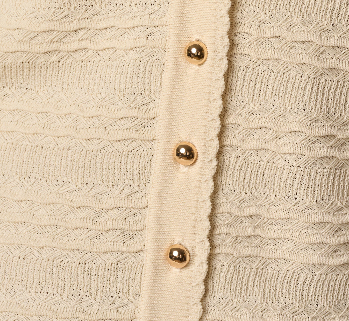 Ruffle Hem Cable Knit Cardigan Sweater In Cream