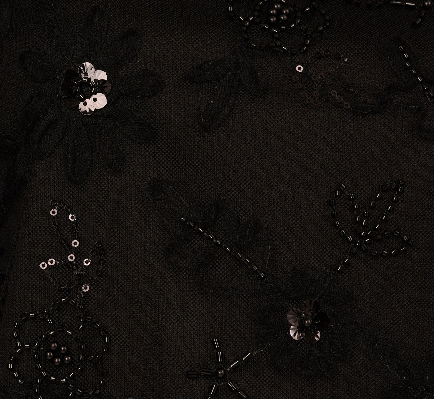 Three Quarter Sleeve Sequin Bead Top In Black