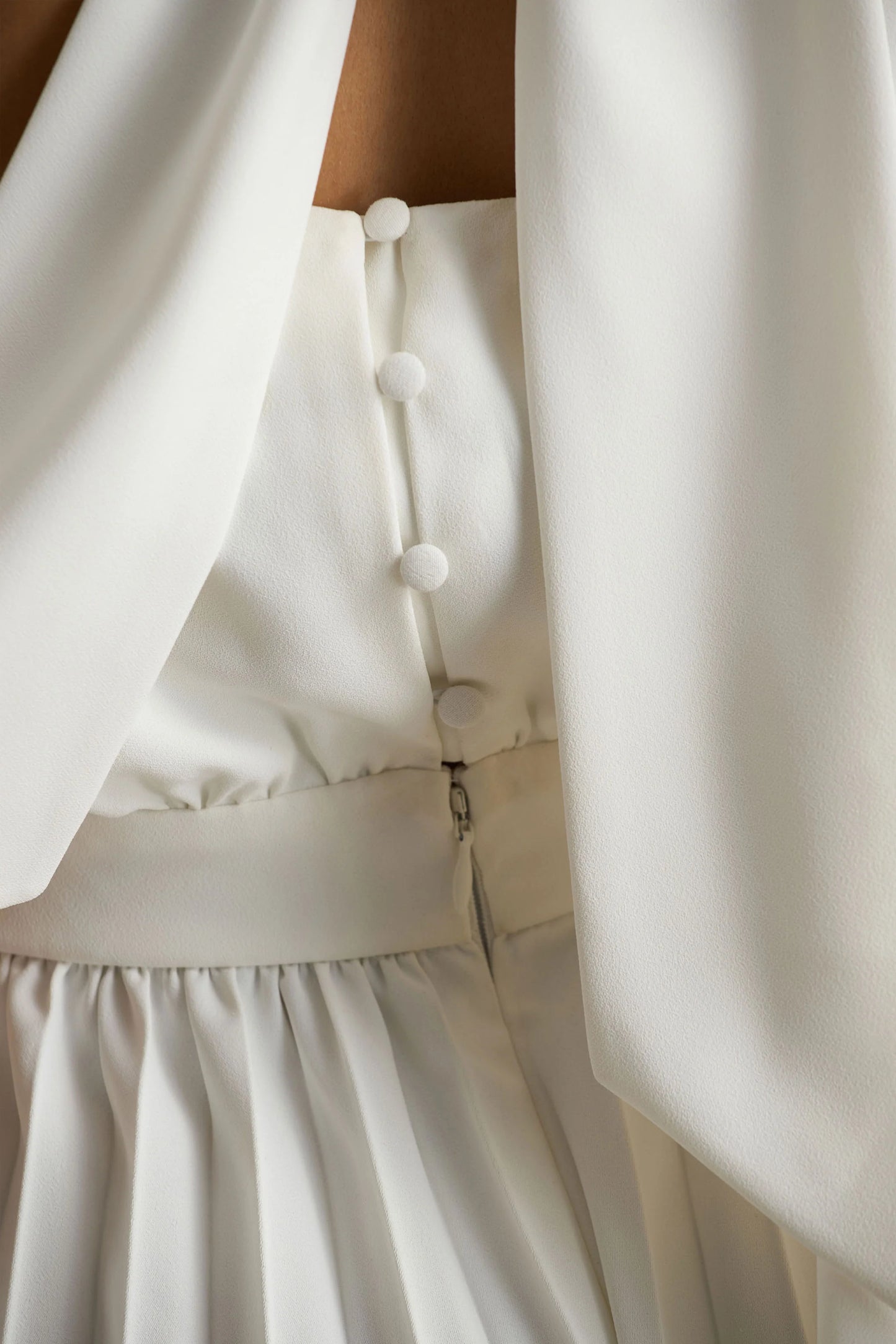 Paradise White Cape-Sleeve Jumpsuit