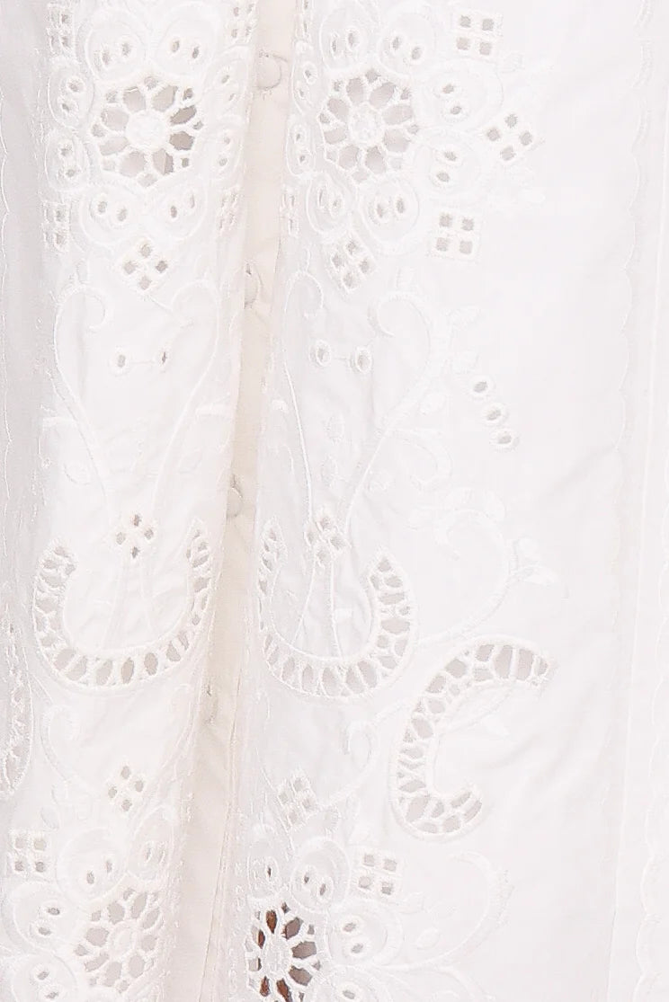Kye Midi Skirt - White Broderie