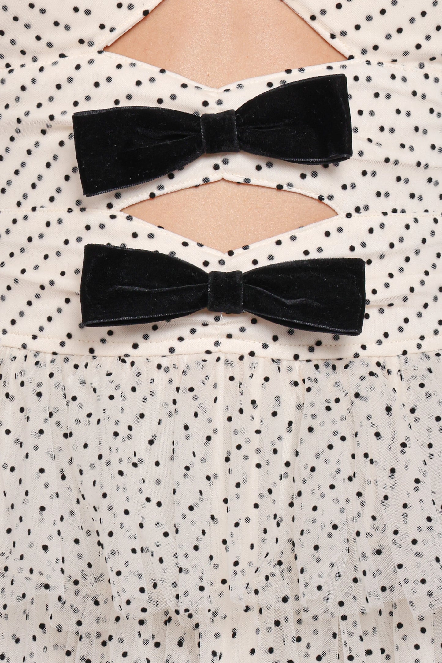 Kelari Strapless Midi Dress - Cream Polka Dot