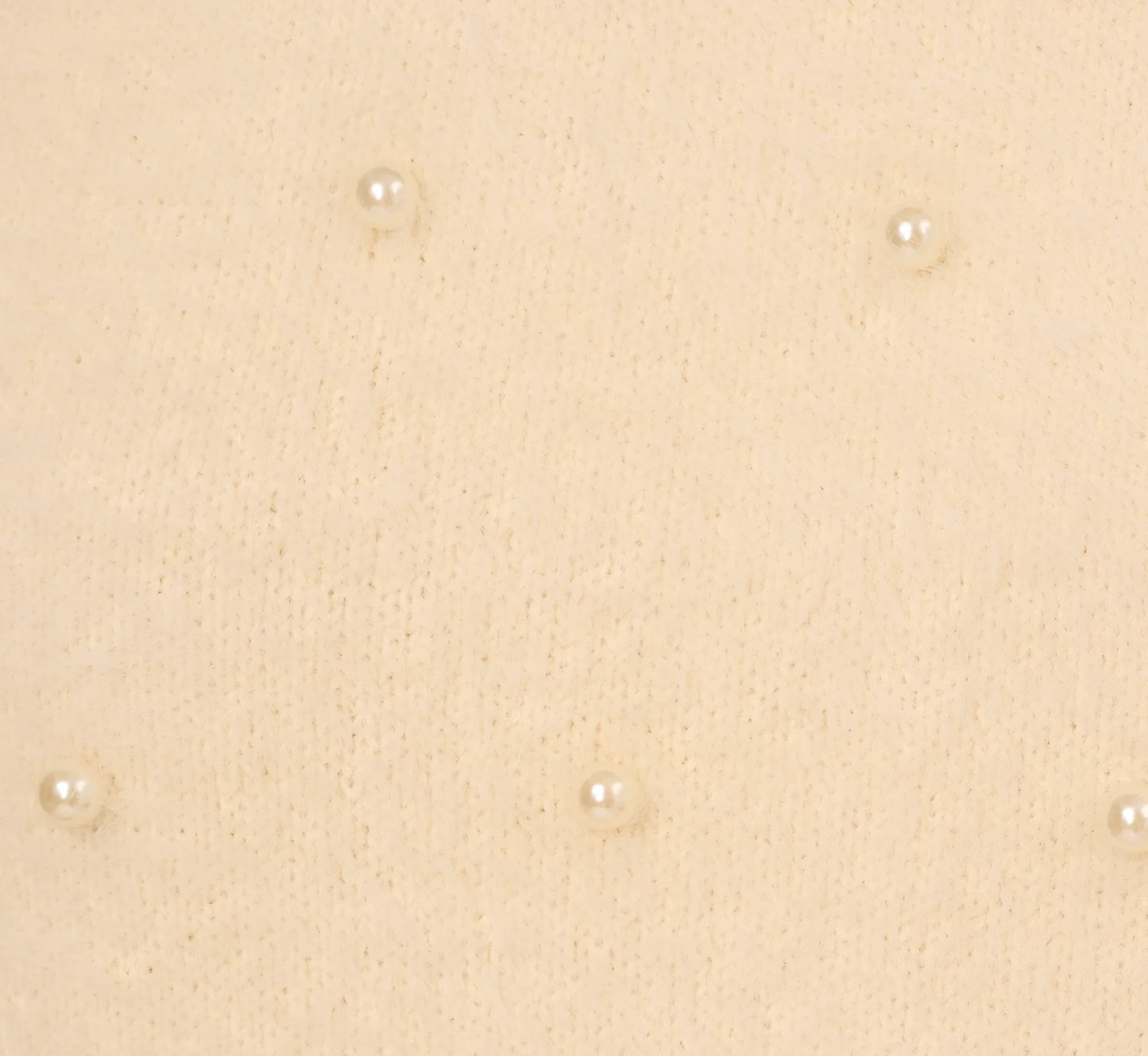 Short Sleeve Pearly Fuzzy Sweater In Cream