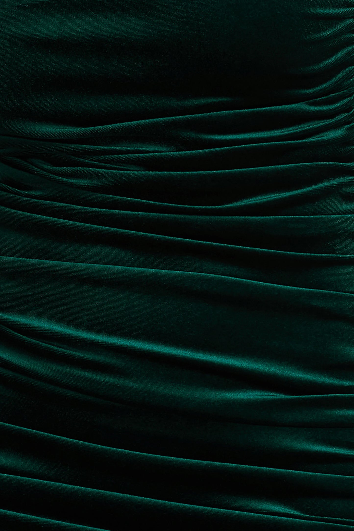 Treat Bottle Green Velvet Asymmetric-Neck Maxi Dress With Ruched Detailing