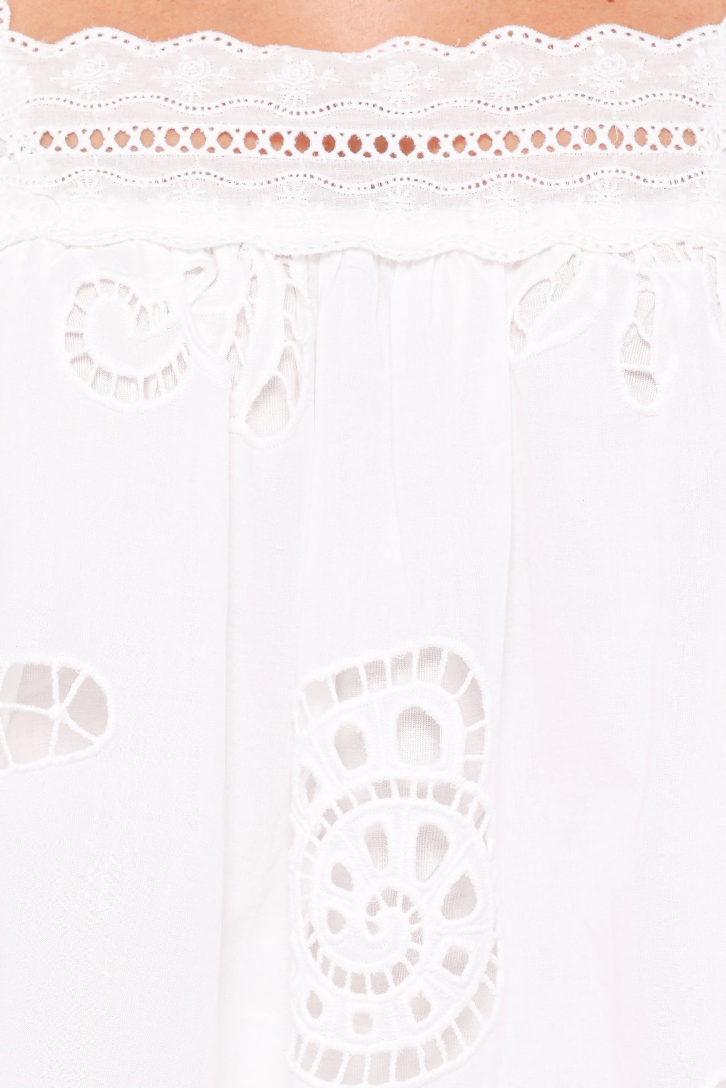 Aideen Eyelet Top - White Shell