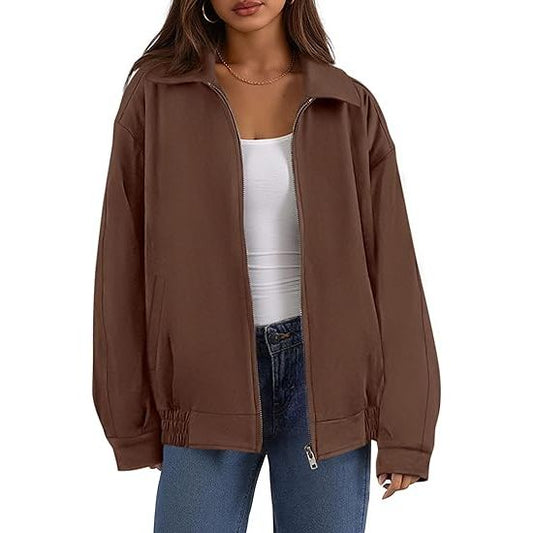 Women's Autumn Fashion Faux Suede Bomber Jacket