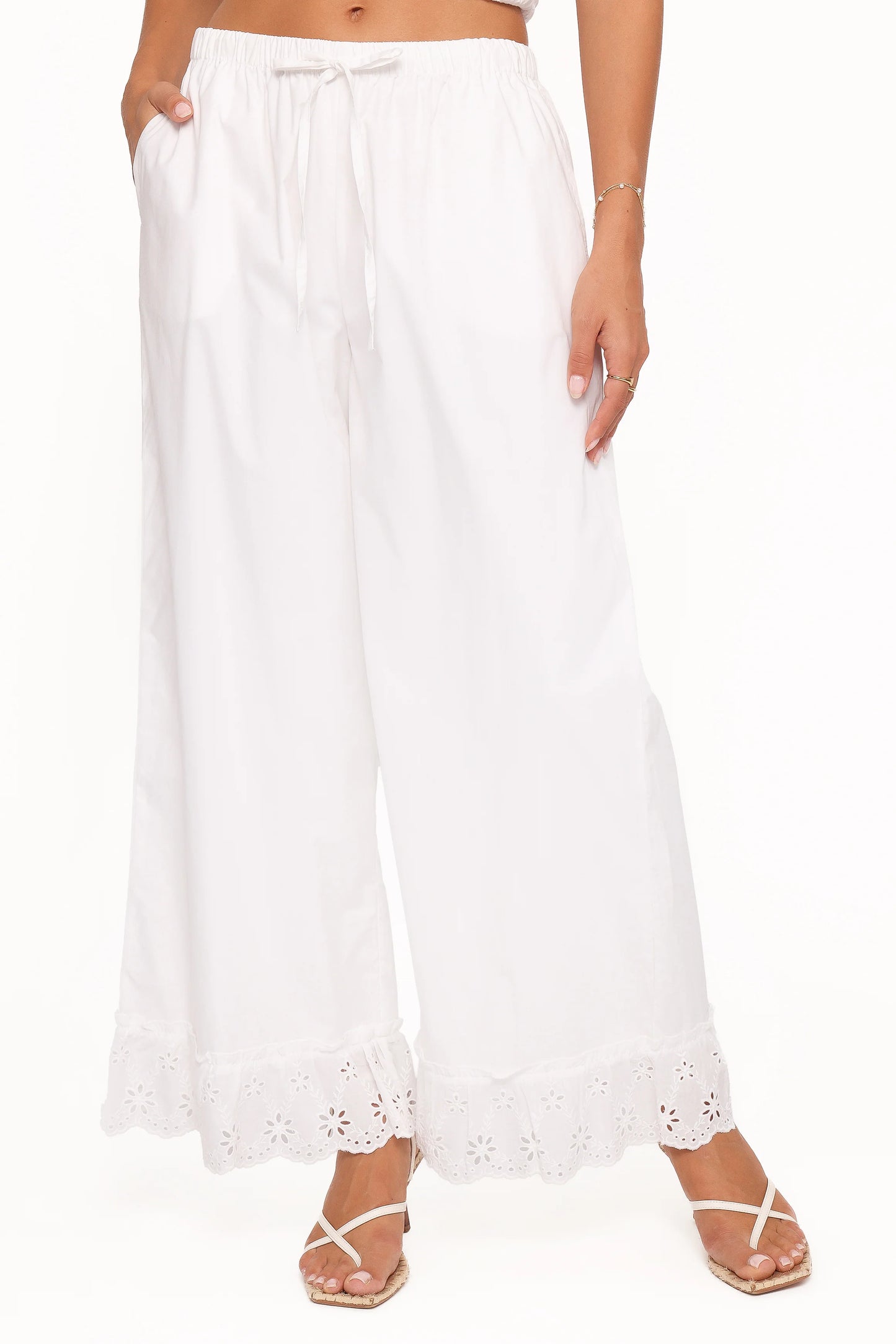 Eliska Frill Hem Pant - White