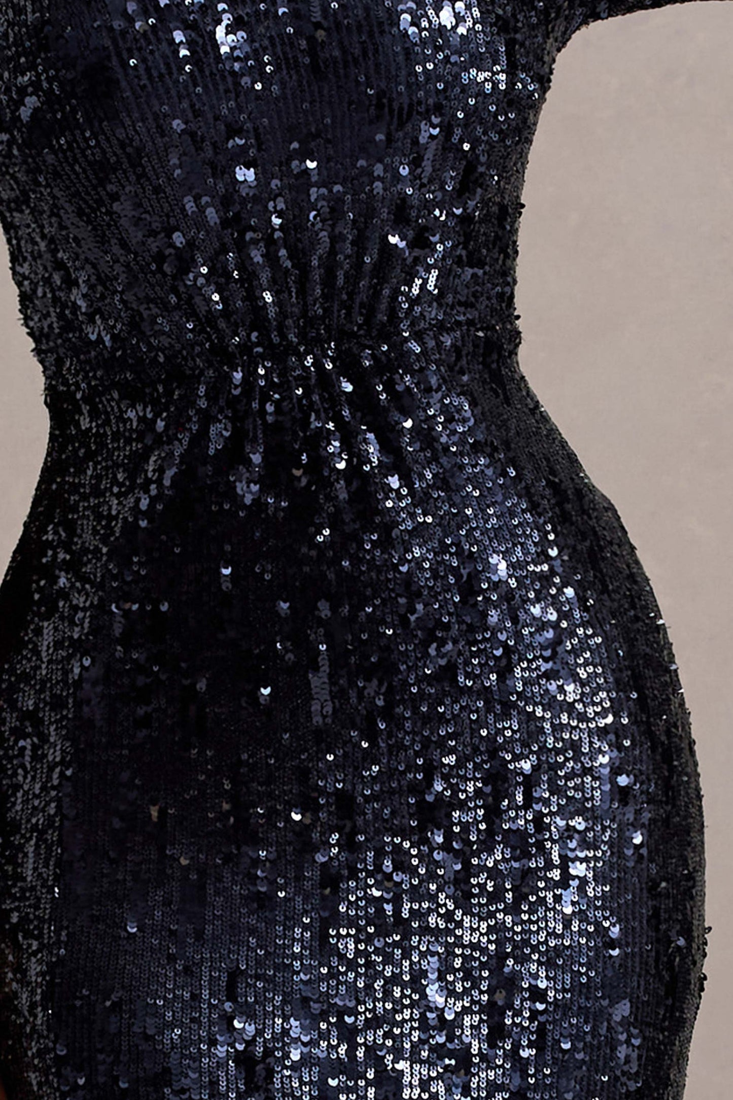 Ensley Navy Sequin Sweetheart Long-Sleeve Maxi Dress