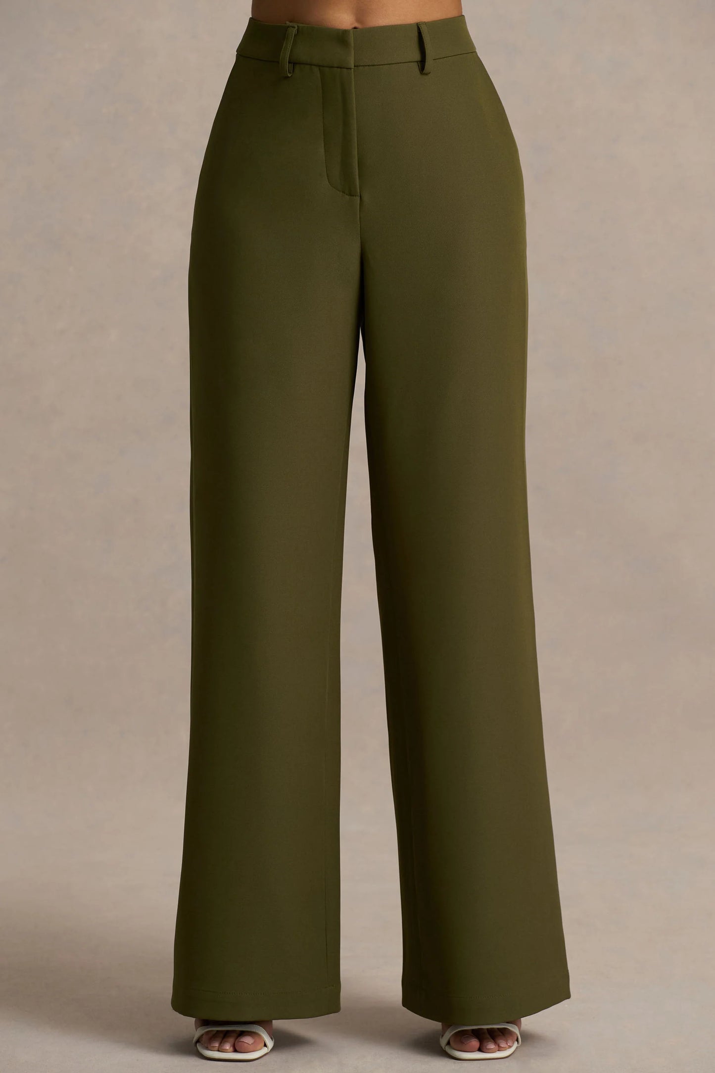 Silvia Olive Straight-Leg Trousers